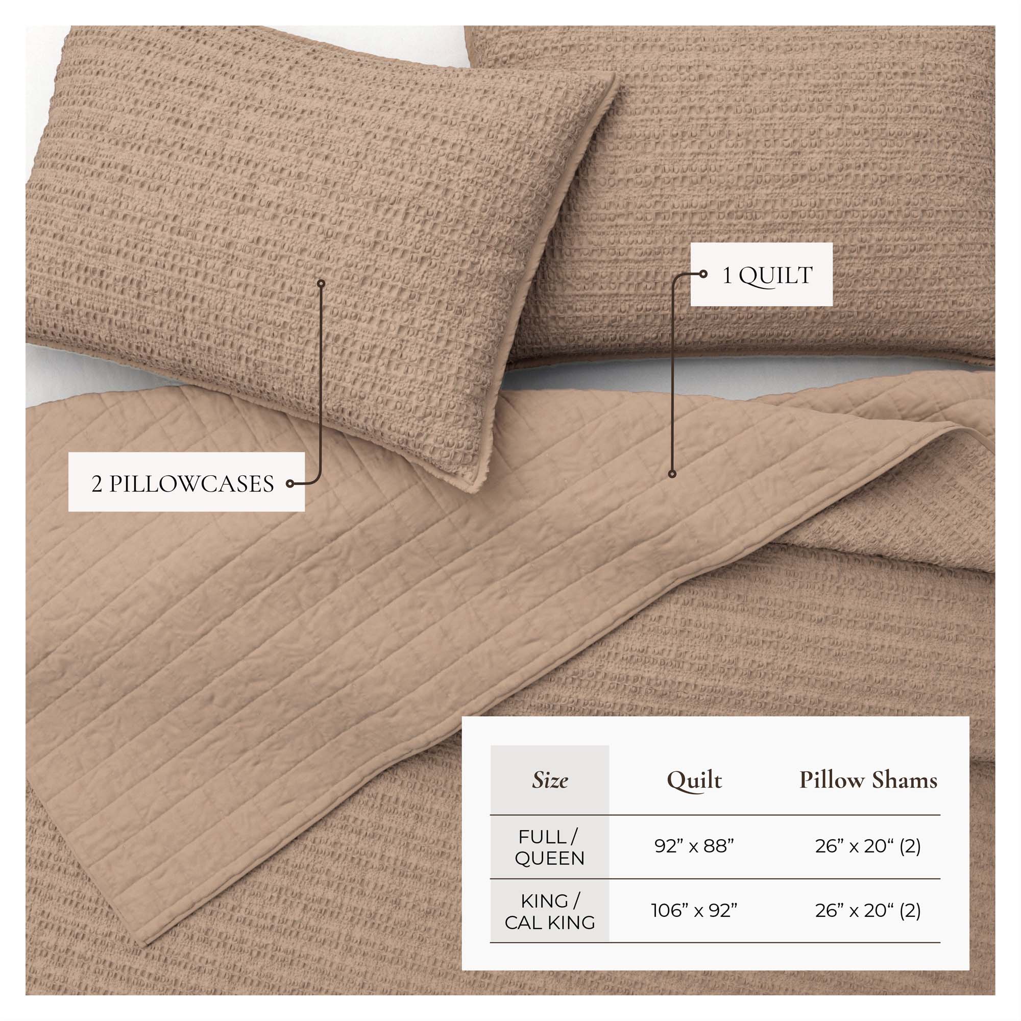100% Cotton Honeycomb Waffle Garment Washed Quilt Set - Genevieve Collection - Image 21