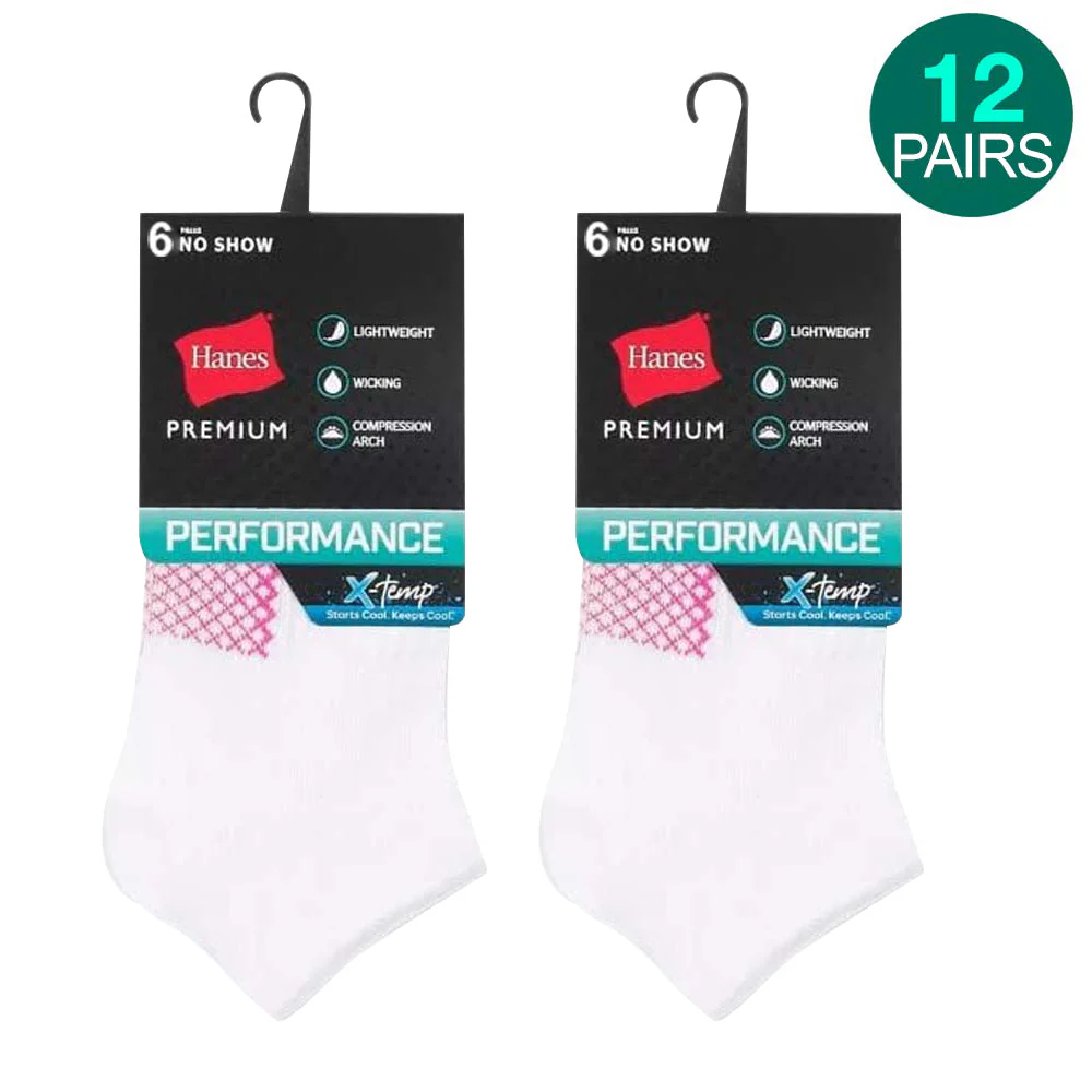 12-Pack Hanes Xtemp No Show Socks - White - Image 2
