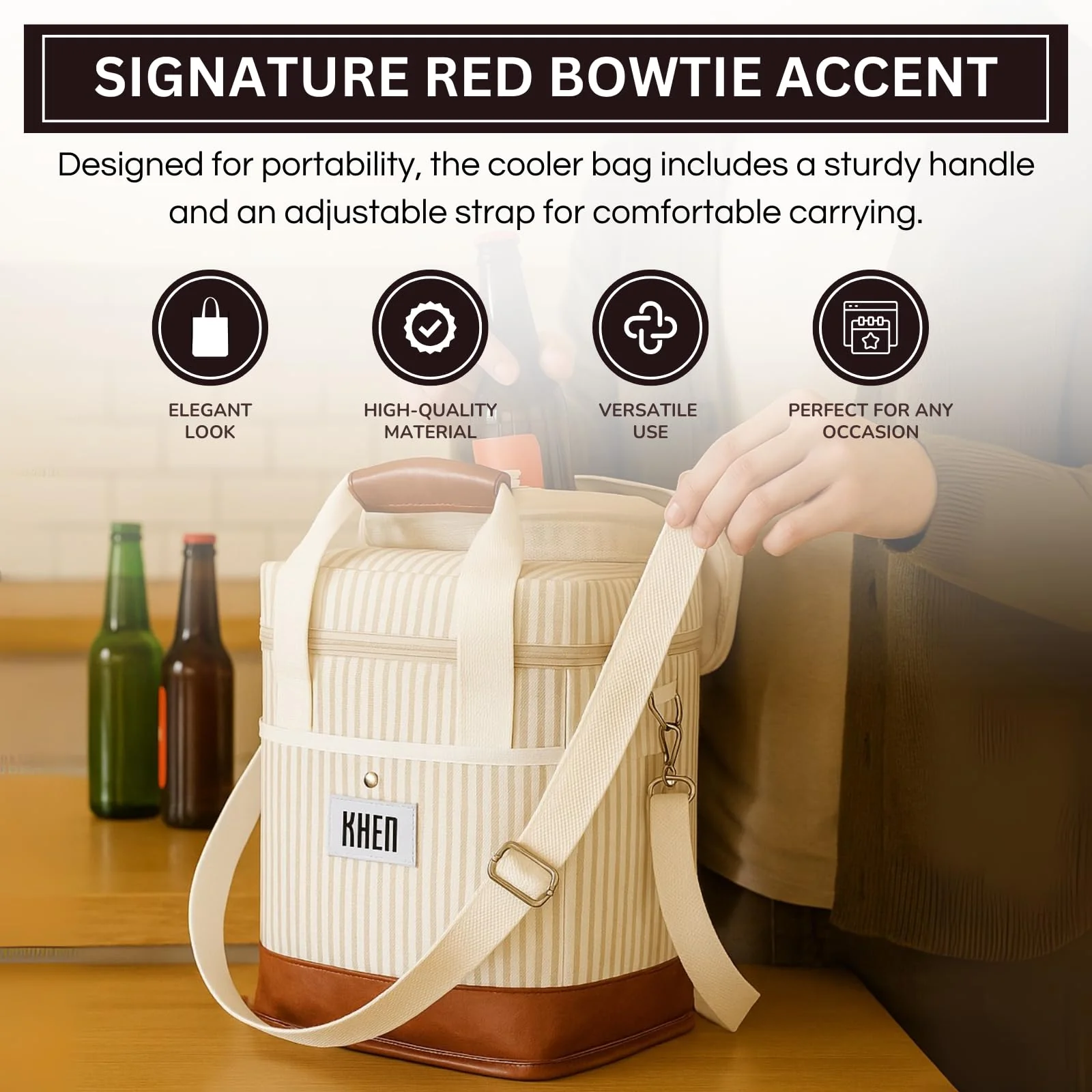 2 Bottle Wine Carrier Tote, Insulated Leakproof Cooler Bag - Image 5