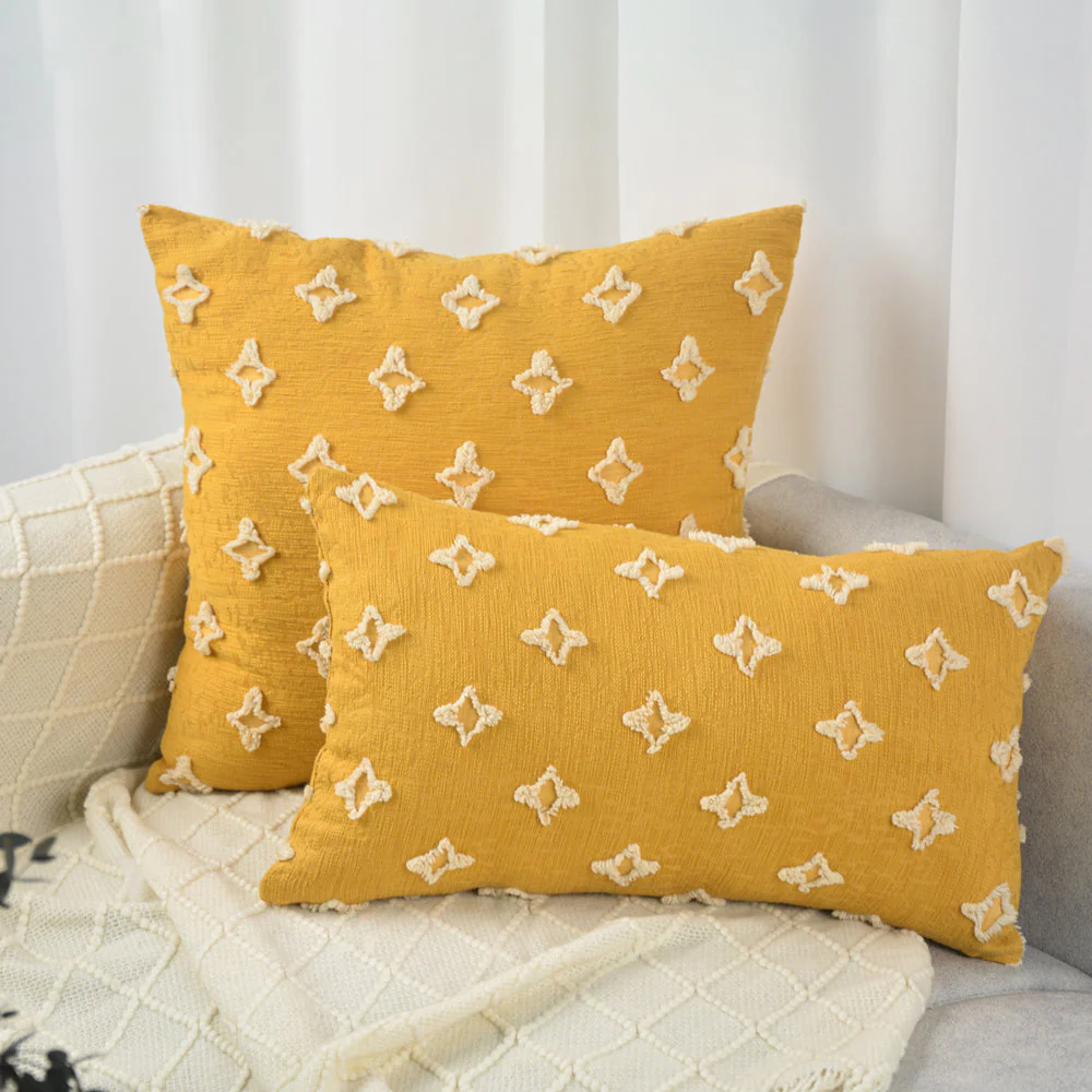 20''x20'' Tufted Floral 100% cotton Throw Pillow | 7 Colors – Textured Daisy Stitch Design | Boho Chic Couch & Bedroom Accent | Insert Included - Image 3