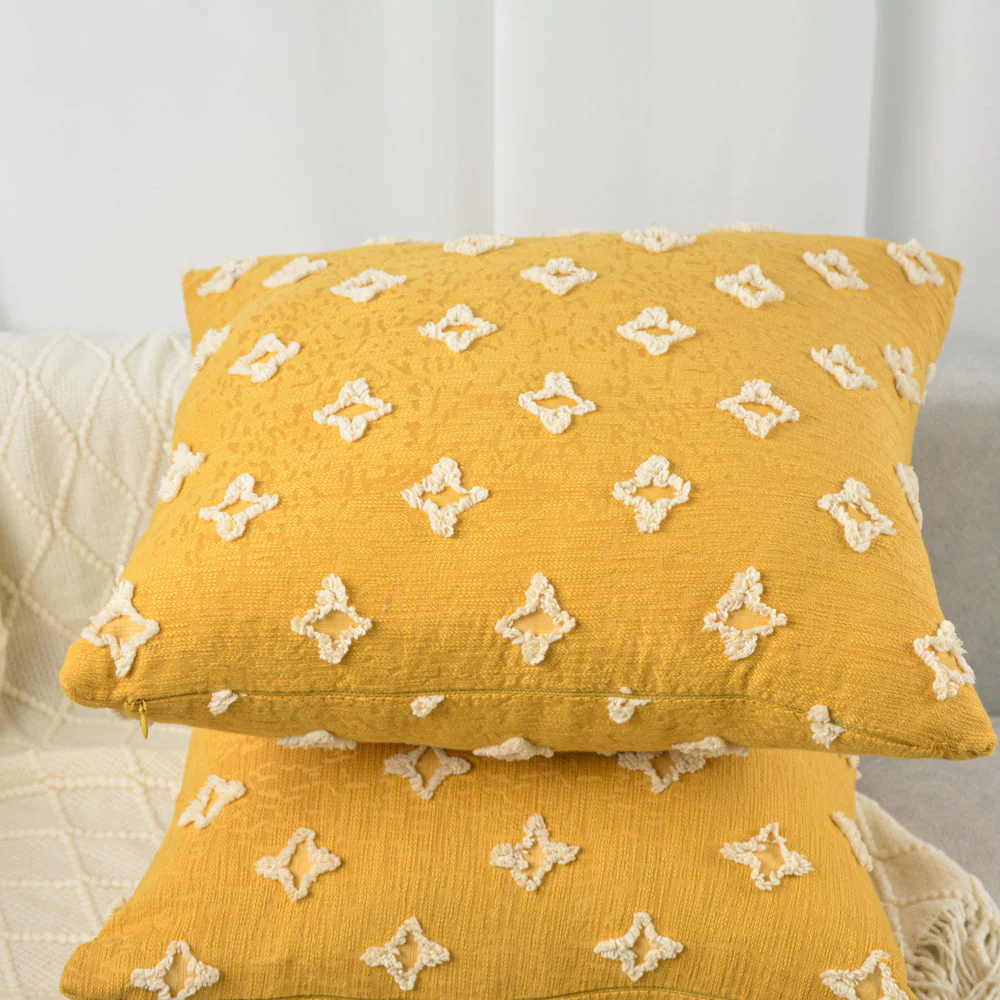 20''x20'' Tufted Floral 100% cotton Throw Pillow | 7 Colors – Textured Daisy Stitch Design | Boho Chic Couch & Bedroom Accent | Insert Included - Image 4