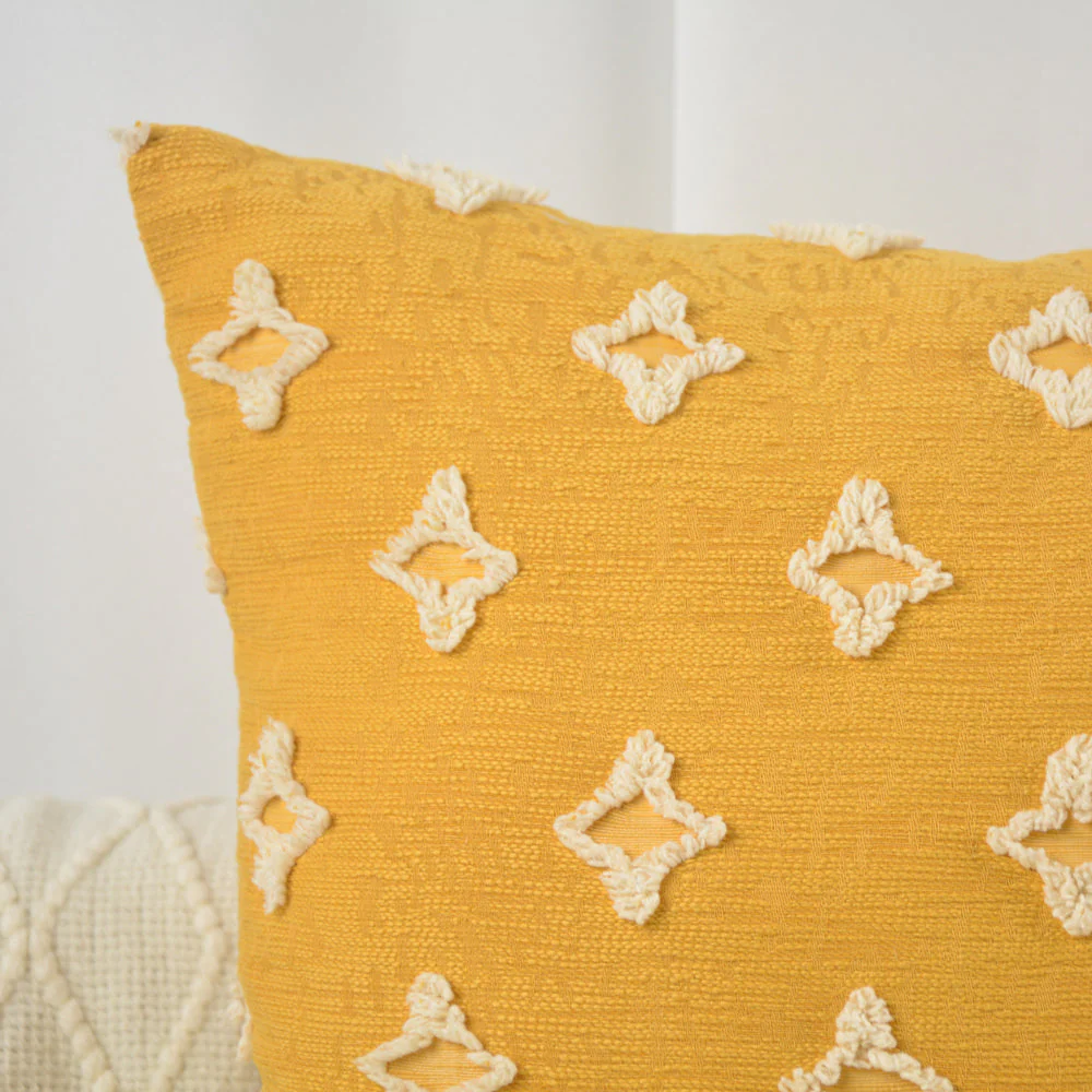 20''x20'' Tufted Floral 100% cotton Throw Pillow | 7 Colors – Textured Daisy Stitch Design | Boho Chic Couch & Bedroom Accent | Insert Included - Image 5