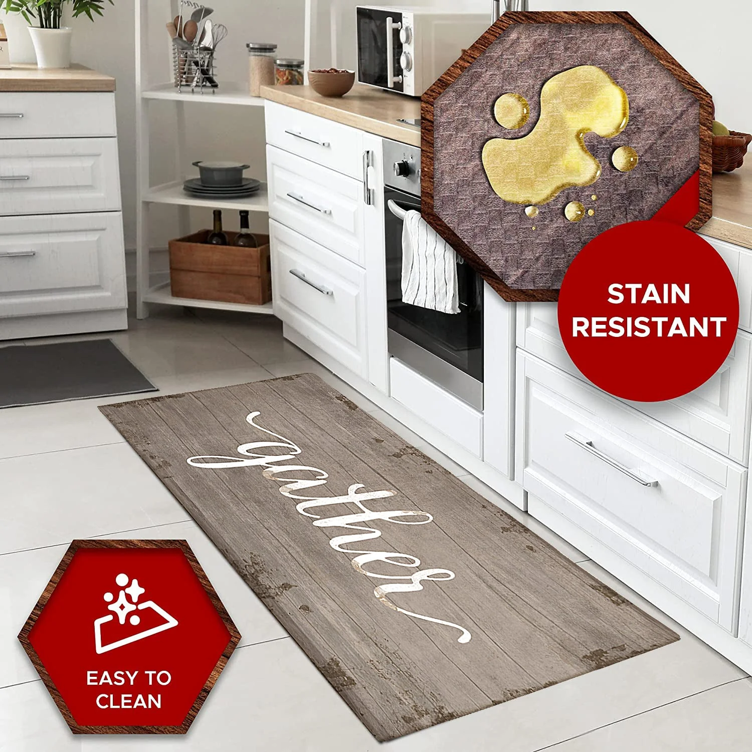 20"x55" Oversized Cushioned Anti-Fatigue Kitchen Runner Mat (Gather) - Image 4