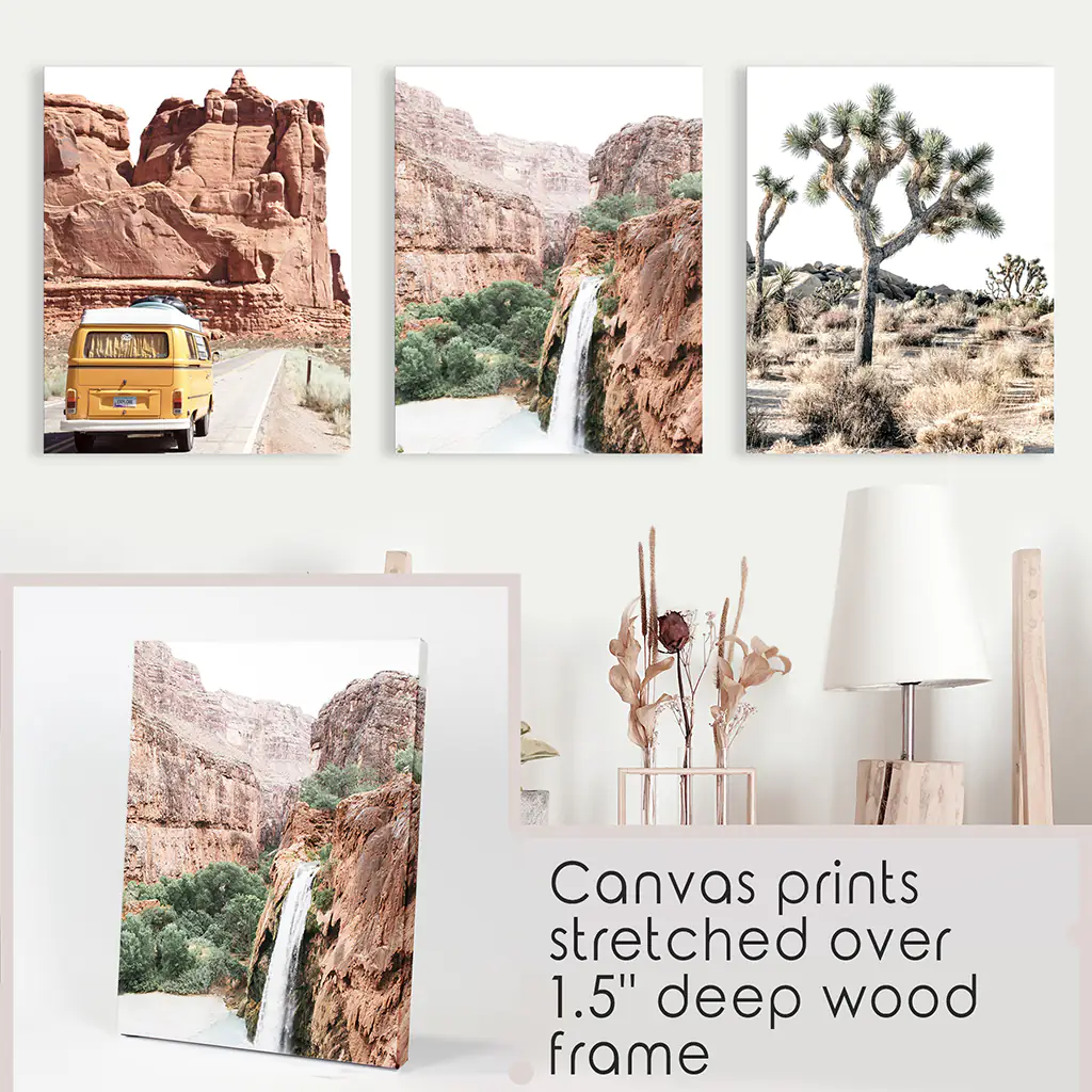 3 Piece Arizona Travel Wall Art. Joshua Tree, Bus, Waterfall - Image 9