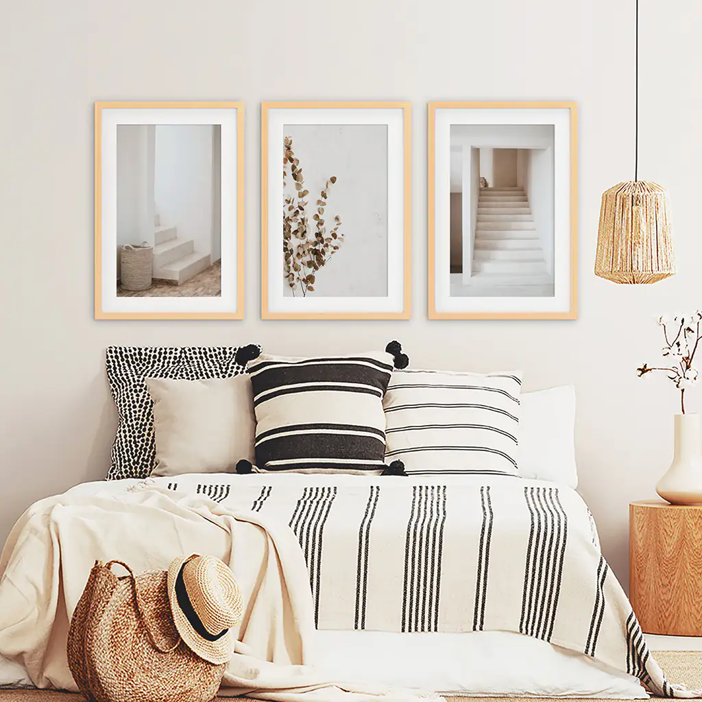 3 Piece Boho Architectural Wall Art. Eucalyptus, Stairway - Image 8