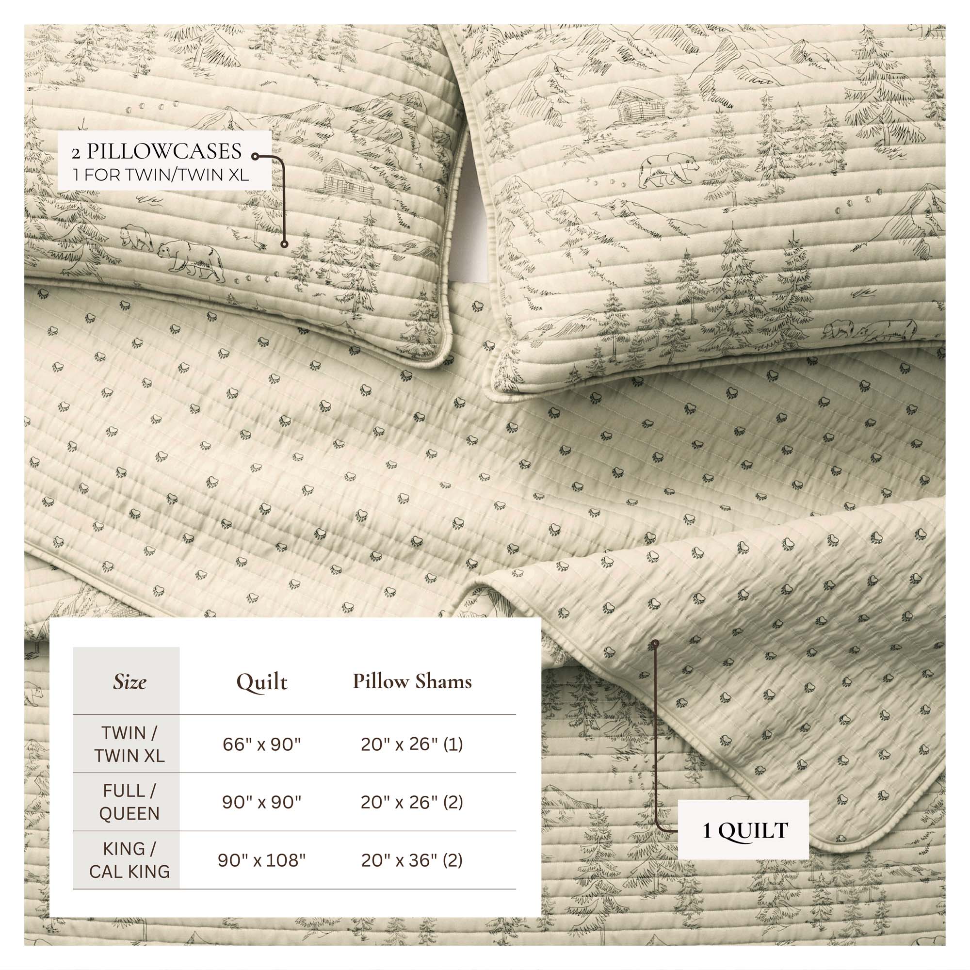 3 Piece Lodge Printed Quilt Set - Moonlight Ridge - Image 5