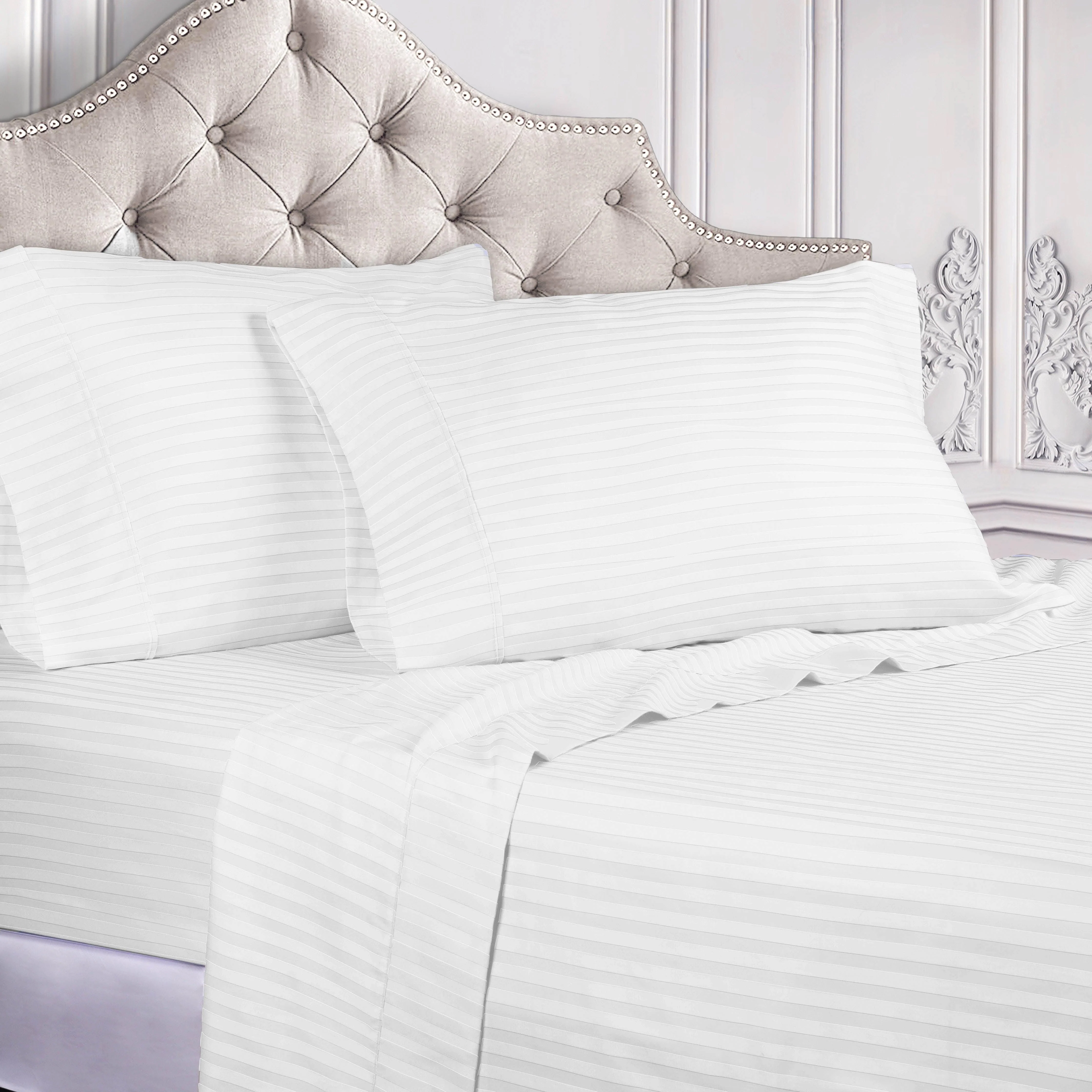 300 Thread Count Egyptian Cotton Sateen Stripe Bed Sheet Set