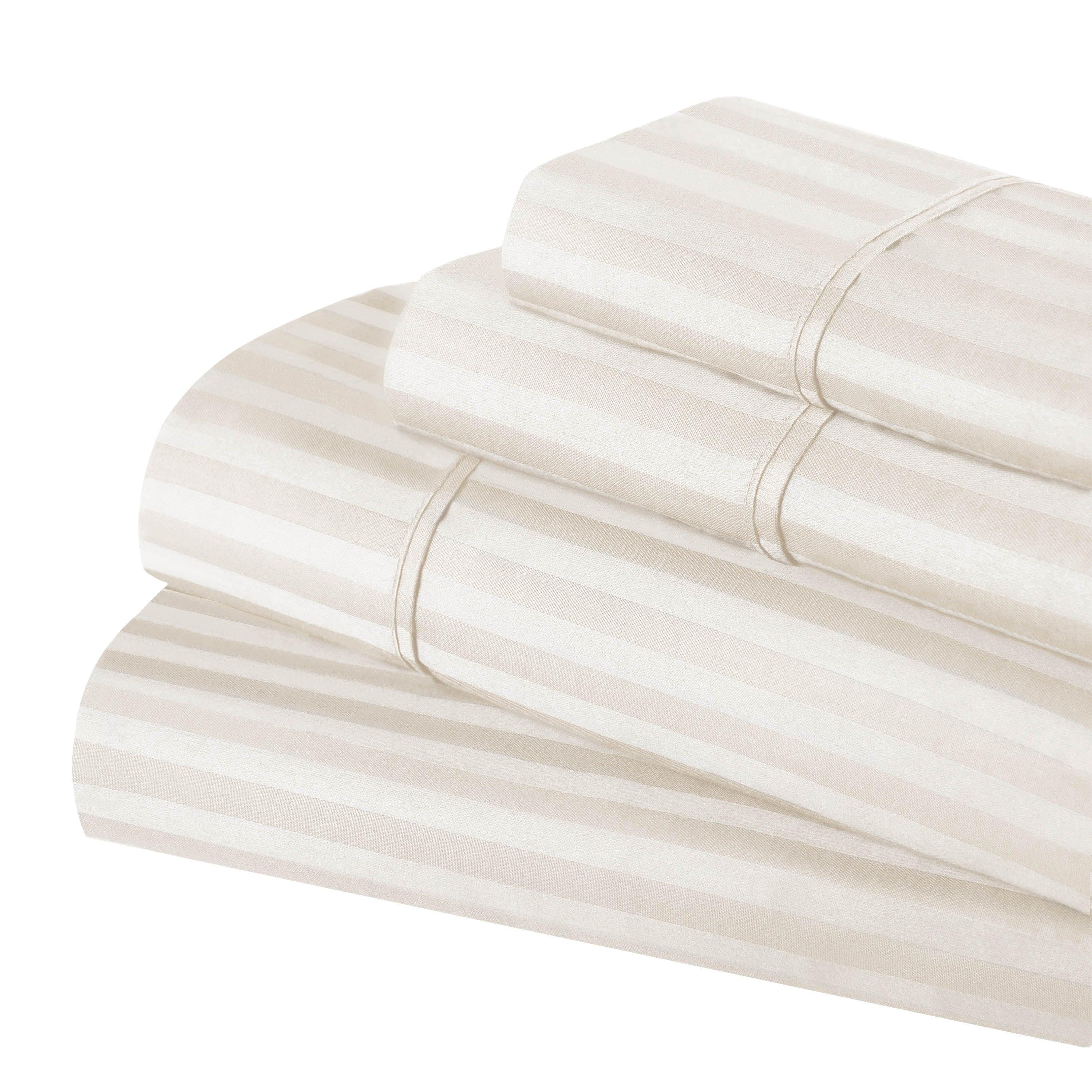 300 Thread Count Egyptian Cotton Sateen Stripe Bed Sheet Set - Image 11