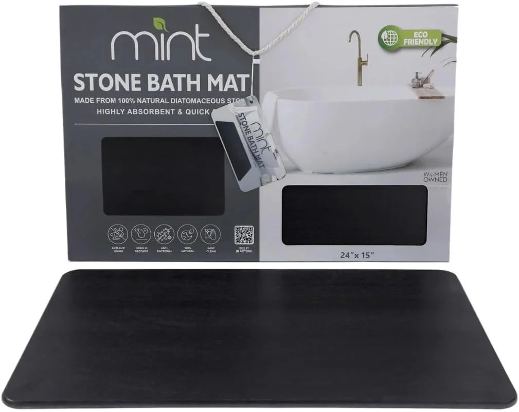 4 Colors! - 24'' x 15'' Diatomaceous Quick-Drying Stone Bath Mat