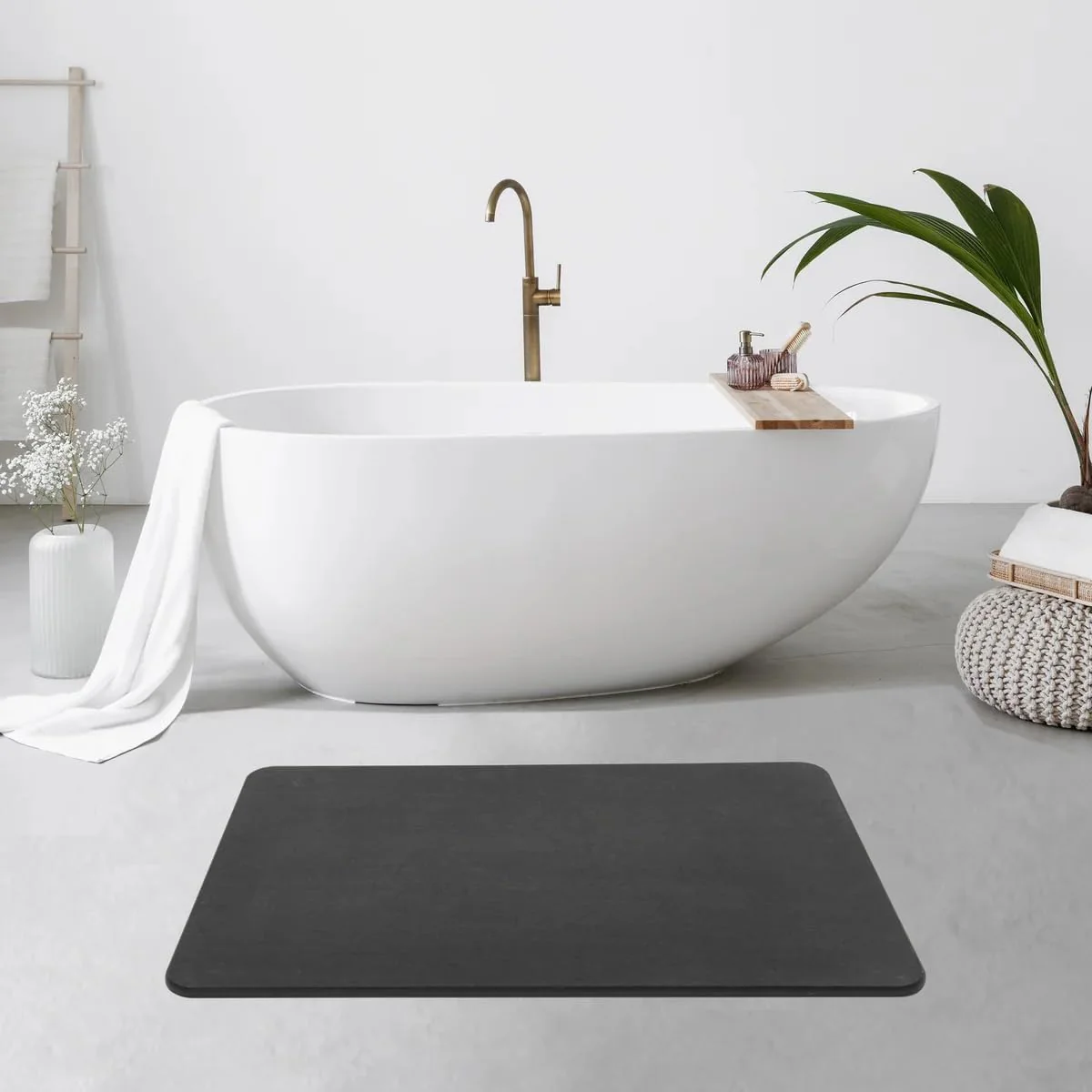 4 Colors! - 24'' x 15'' Diatomaceous Quick-Drying Stone Bath Mat - Image 3