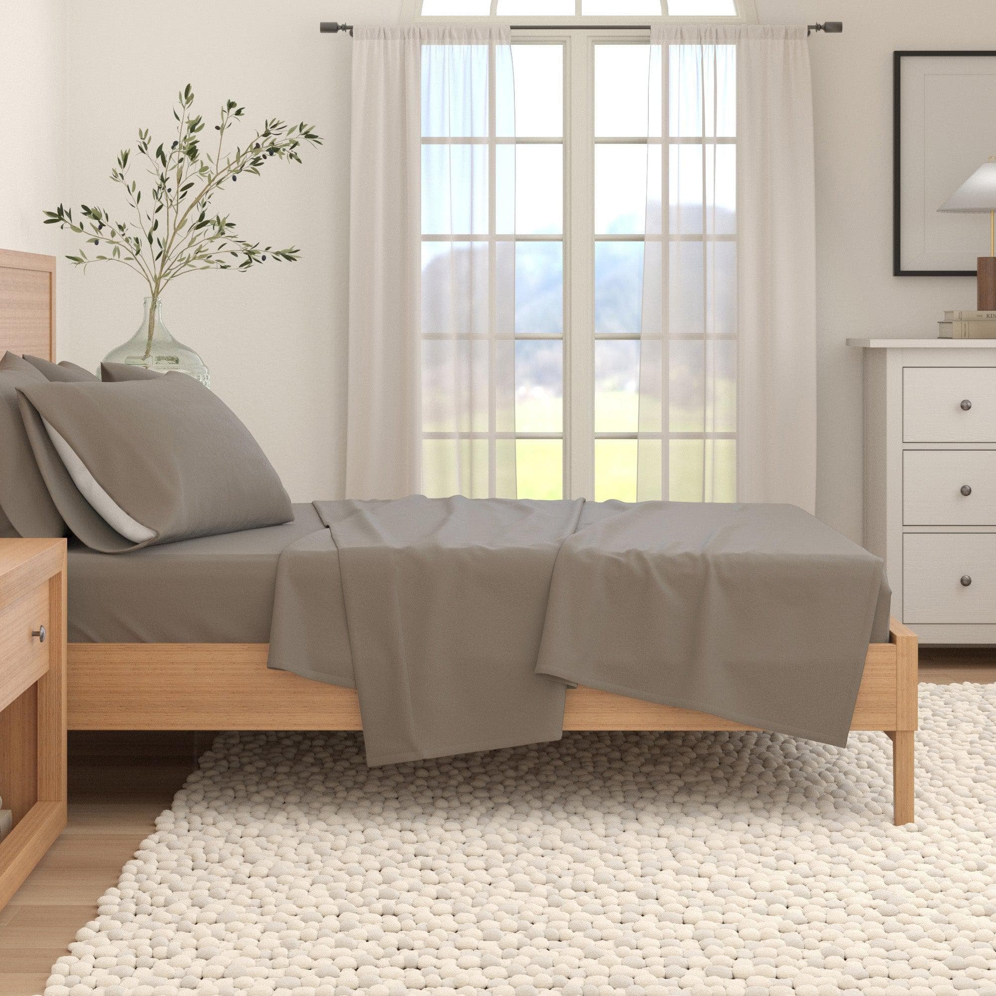 4-Piece Cotton Solid Flannel Sheet - Nordic Collection - Image 60