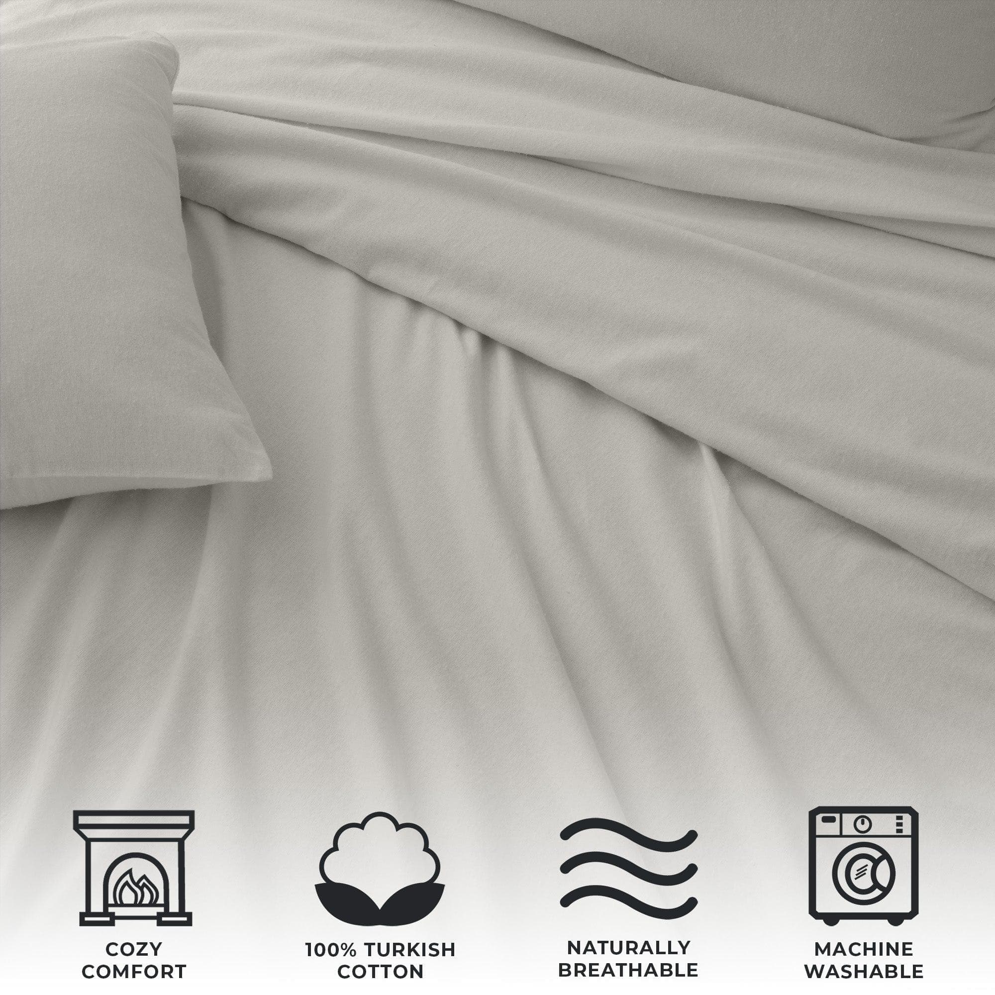 4-Piece Cotton Solid Flannel Sheet - Nordic Collection - Image 70
