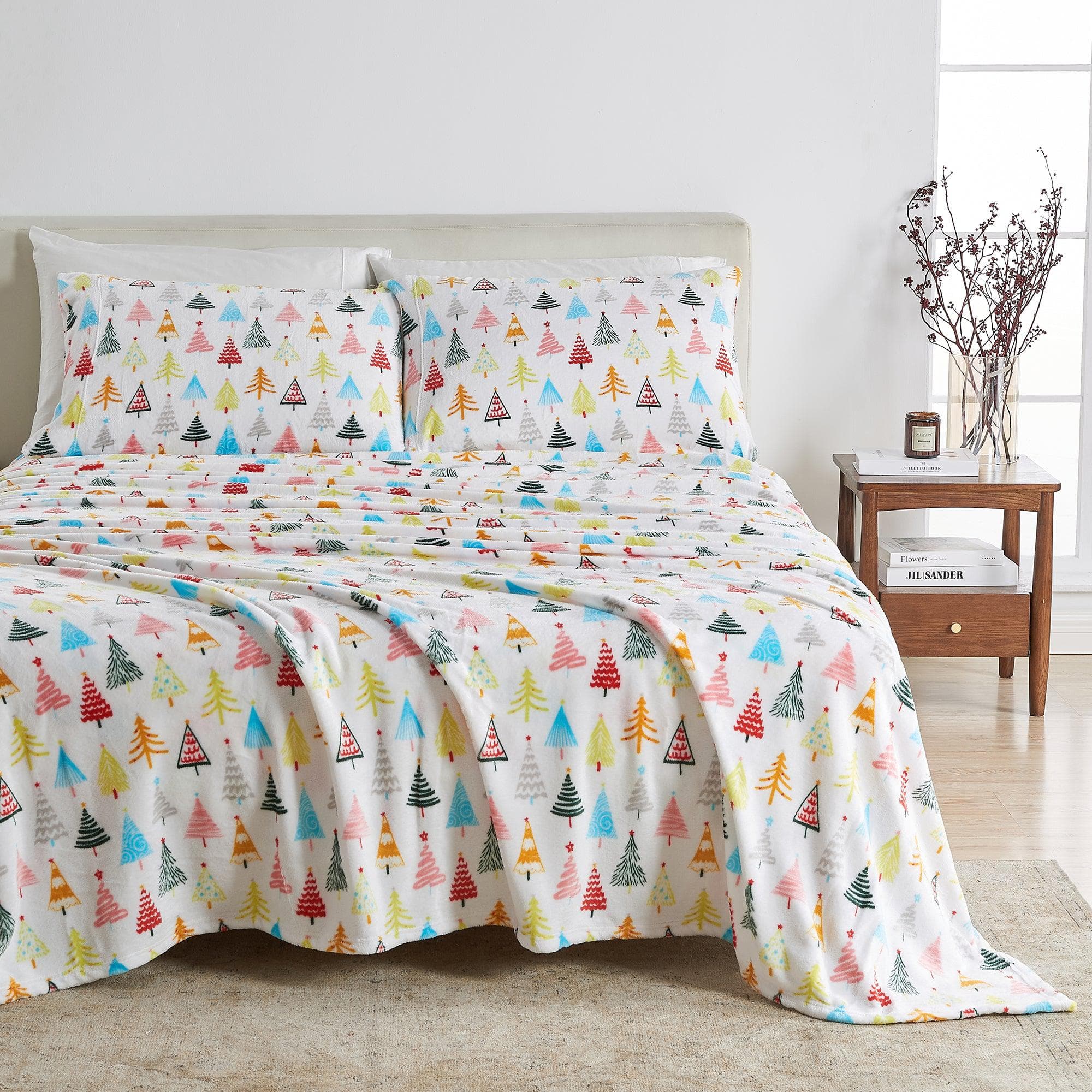 4-Piece Printed Plush Sheet Set - Velvet Luxe Collection - Image 109