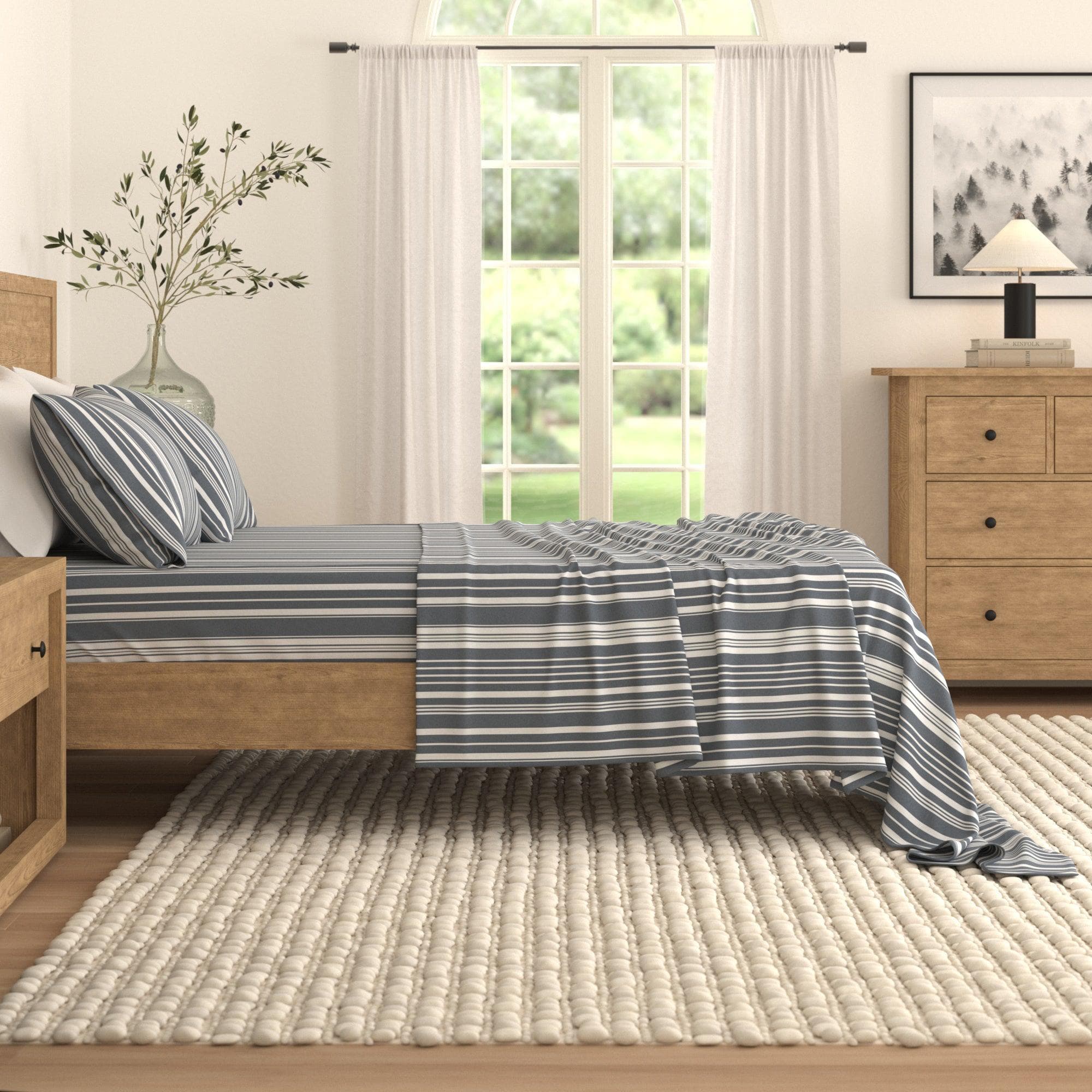 4-Piece Striped Microfiber Sheet Set - Elouise Collection - Image 30