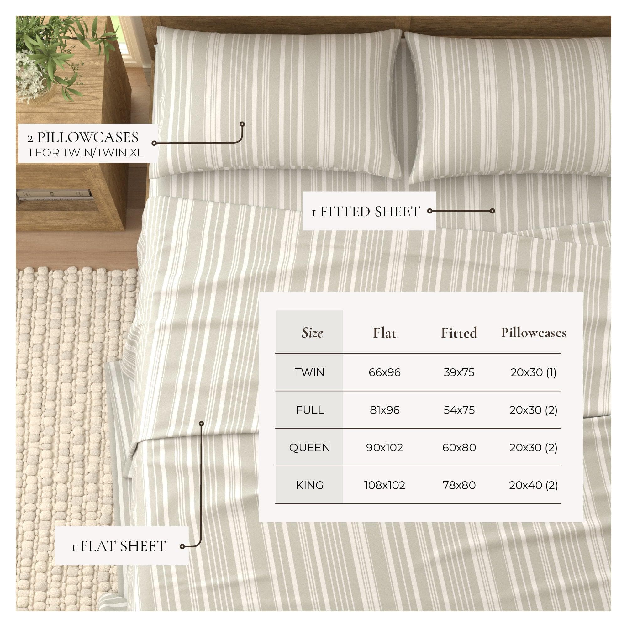 4-Piece Striped Microfiber Sheet Set - Elouise Collection - Image 33