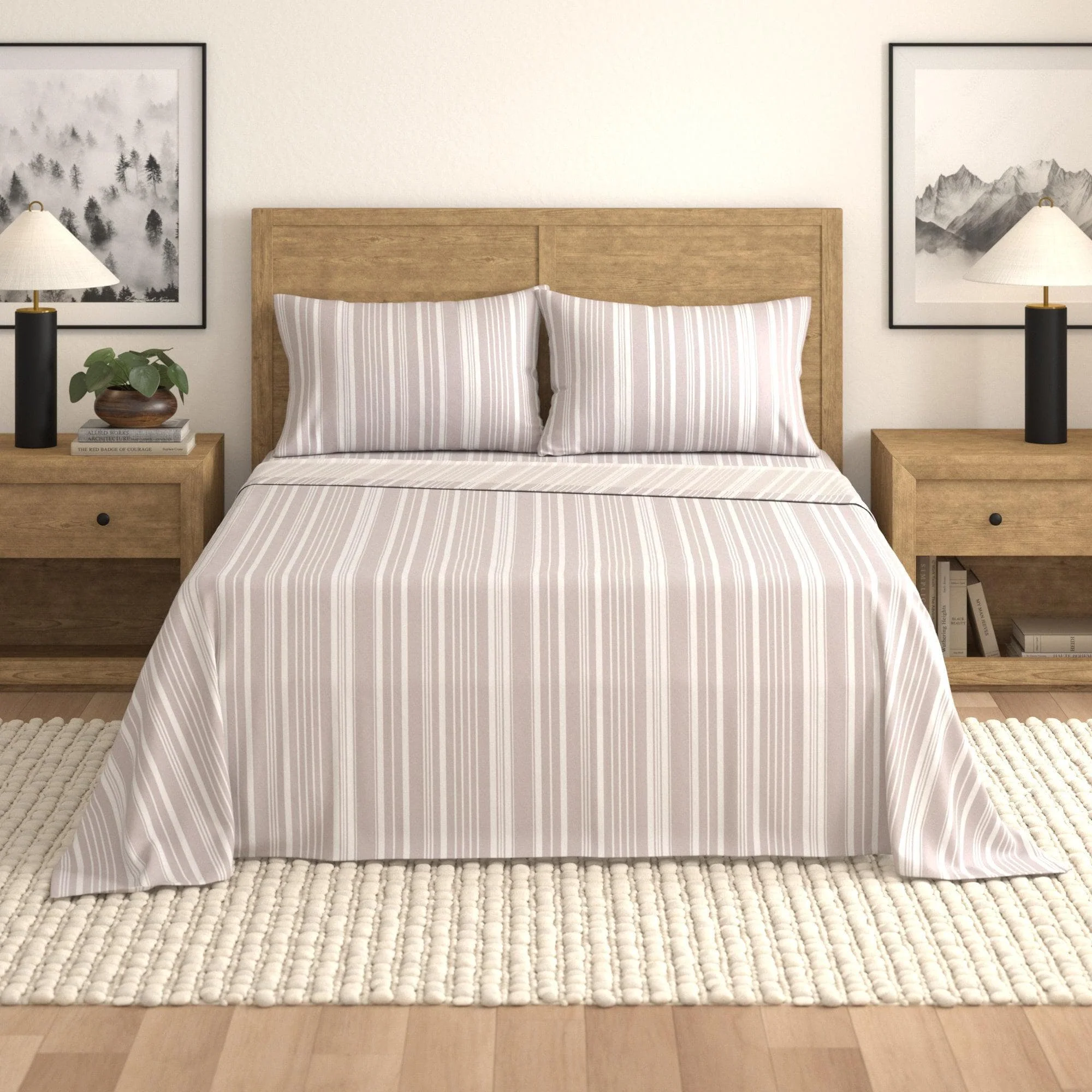 4-Piece Striped Microfiber Sheet Set - Elouise Collection - Image 37