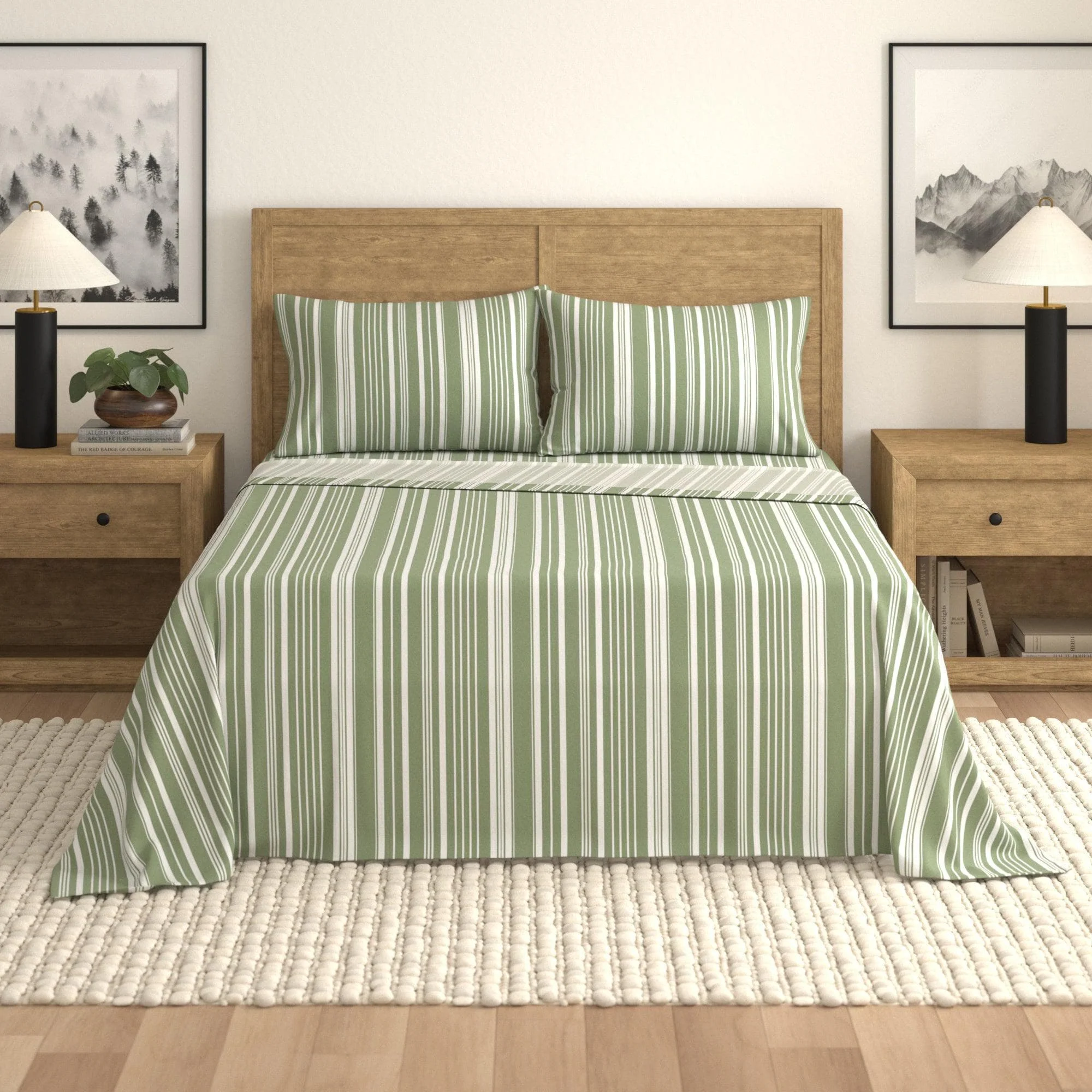 4-Piece Striped Microfiber Sheet Set - Elouise Collection - Image 39