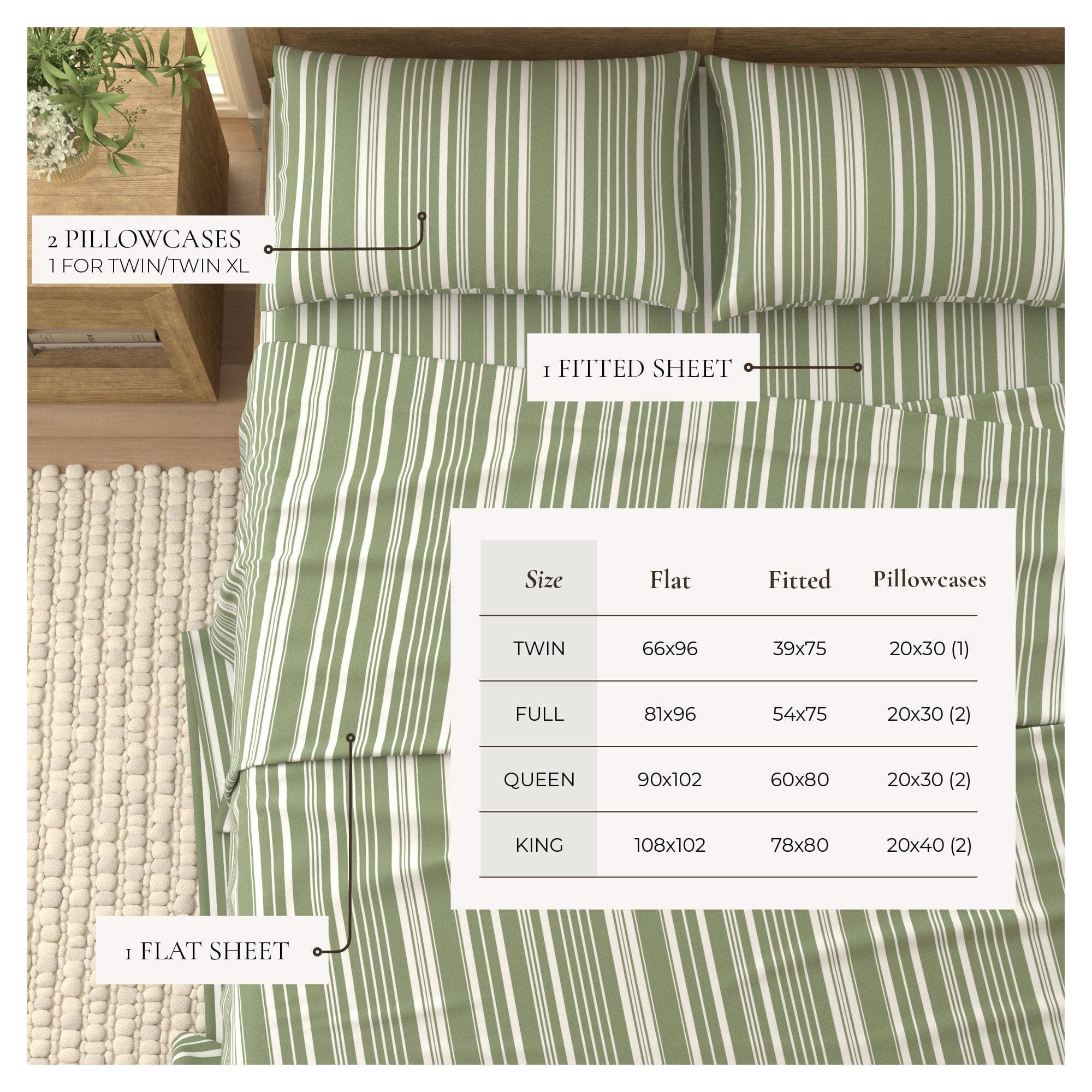 4-Piece Striped Microfiber Sheet Set - Elouise Collection - Image 4