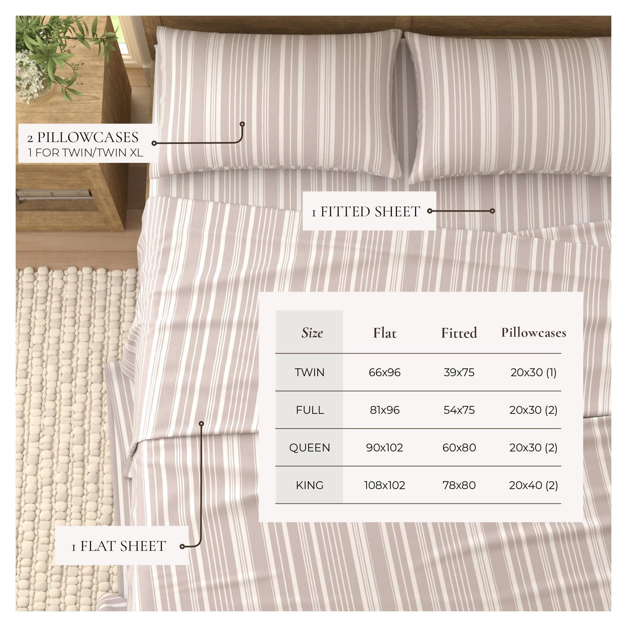 4-Piece Striped Microfiber Sheet Set - Elouise Collection - Image 61