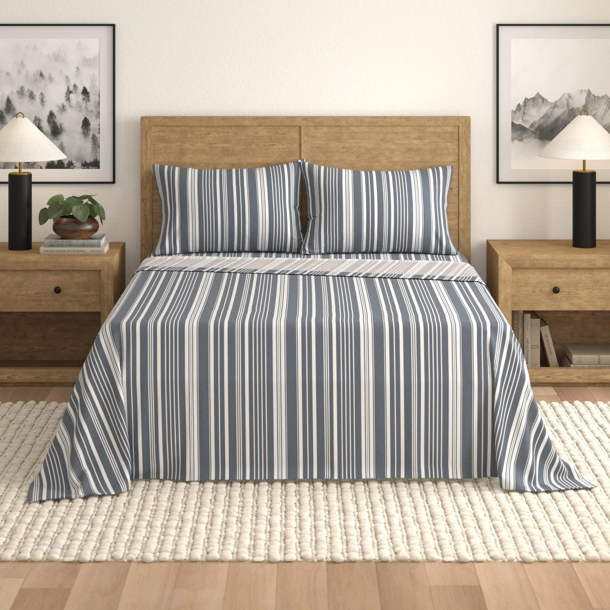 4-Piece Striped Microfiber Sheet Set - Elouise Collection - Image 65