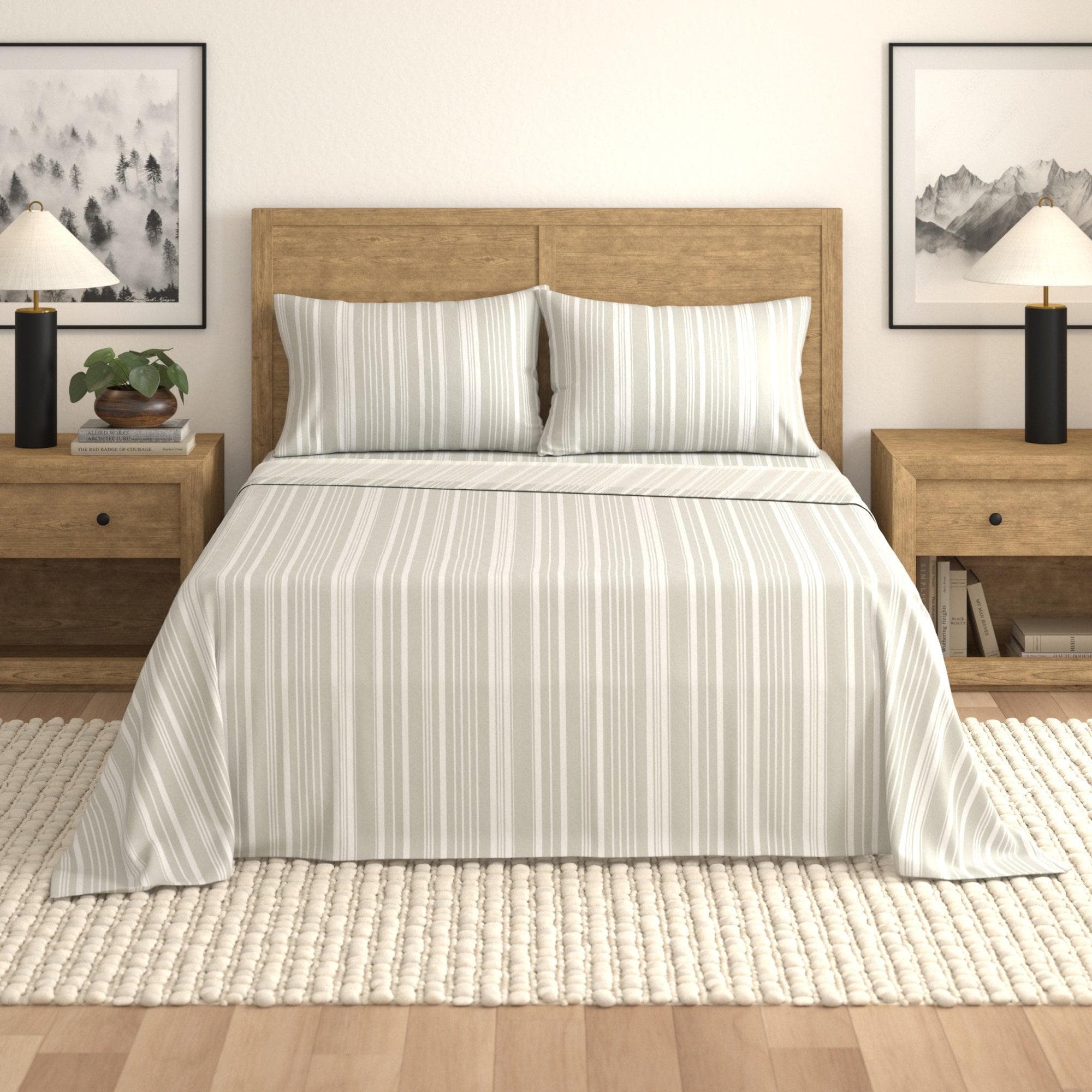 4-Piece Striped Microfiber Sheet Set - Elouise Collection - Image 68