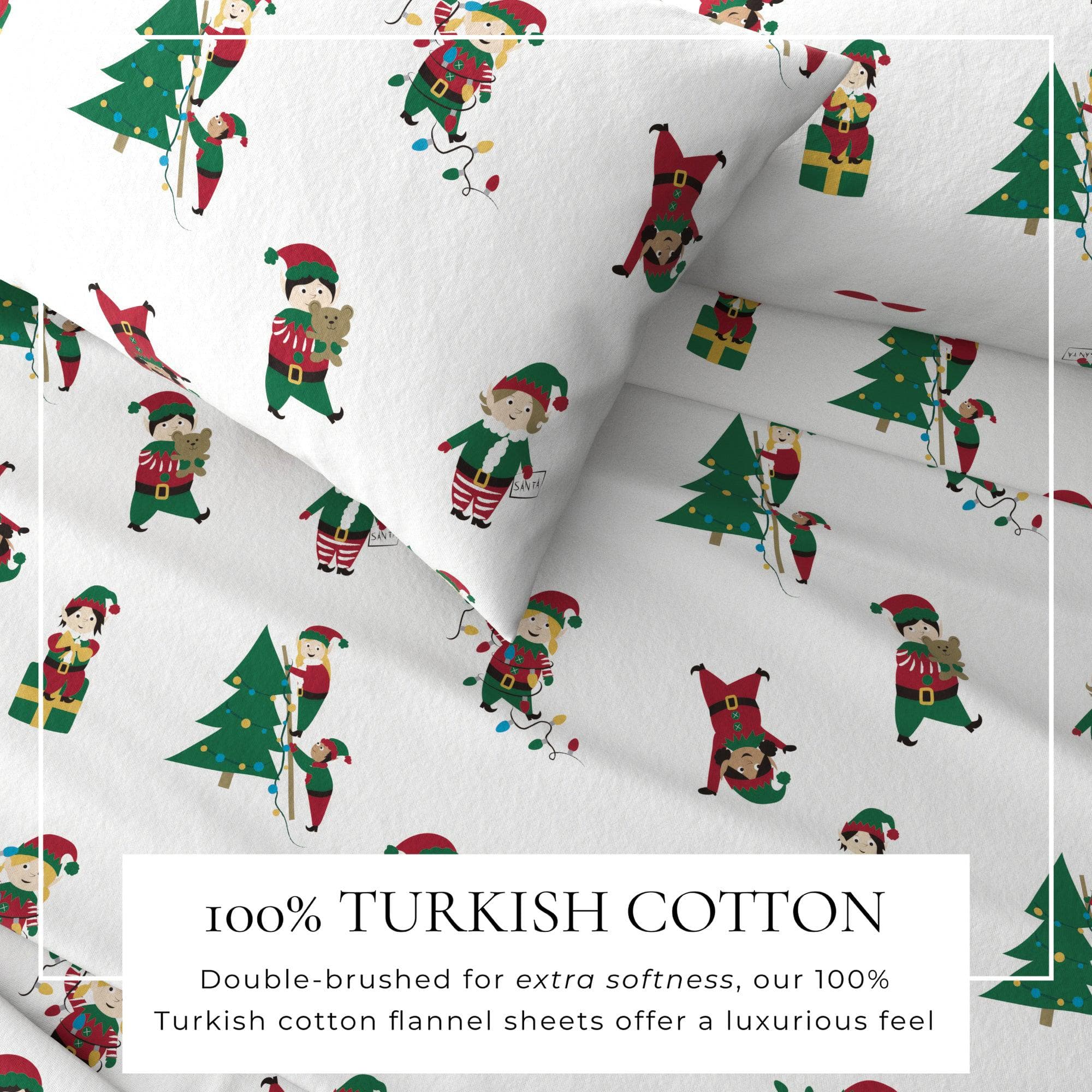 4-Piece Turkish Cotton Christmas Flannel Sheet - Whittaker Collection - Image 15