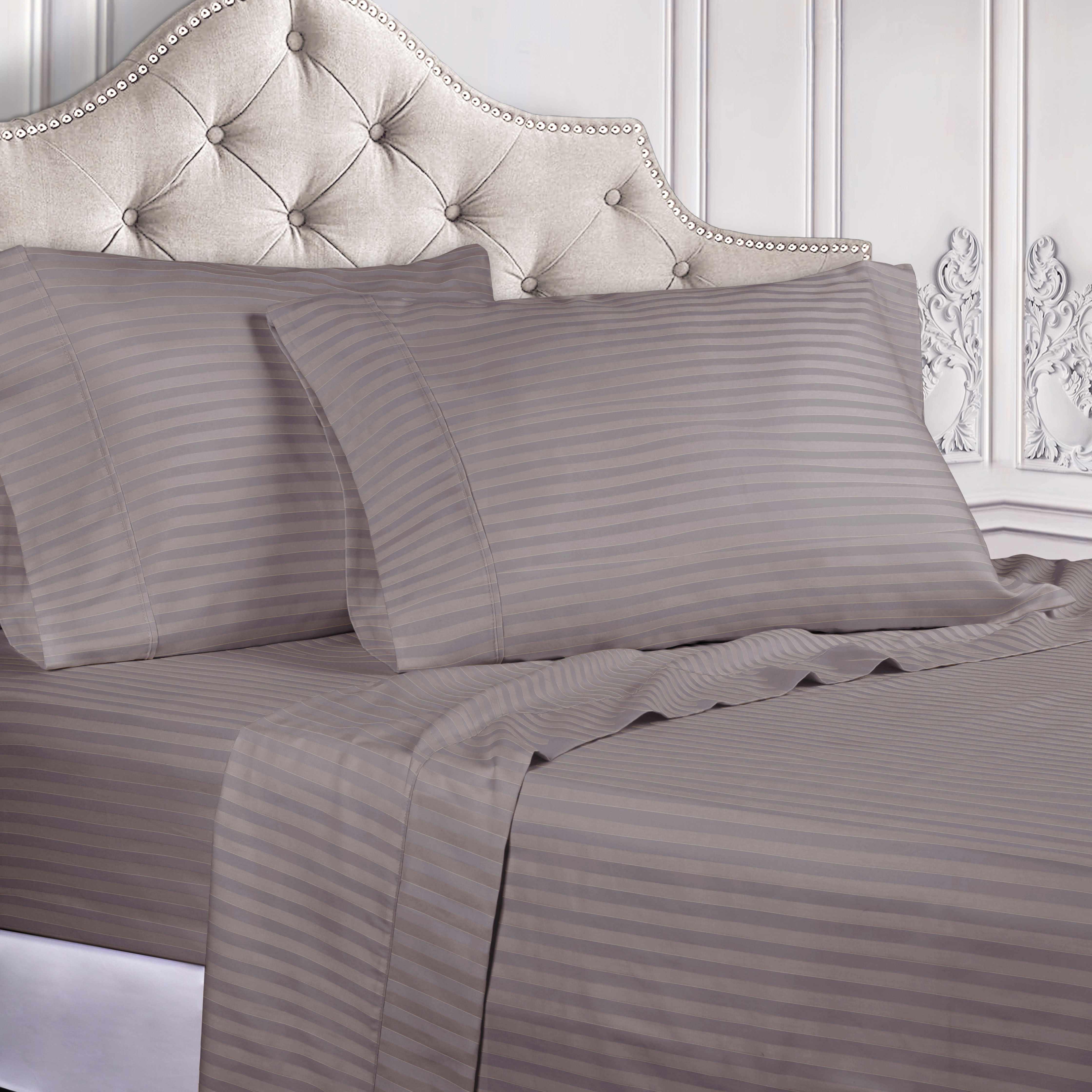 400 Thread Count Egyptian Cotton Sateen Stripe Bed Sheet Set - Image 4