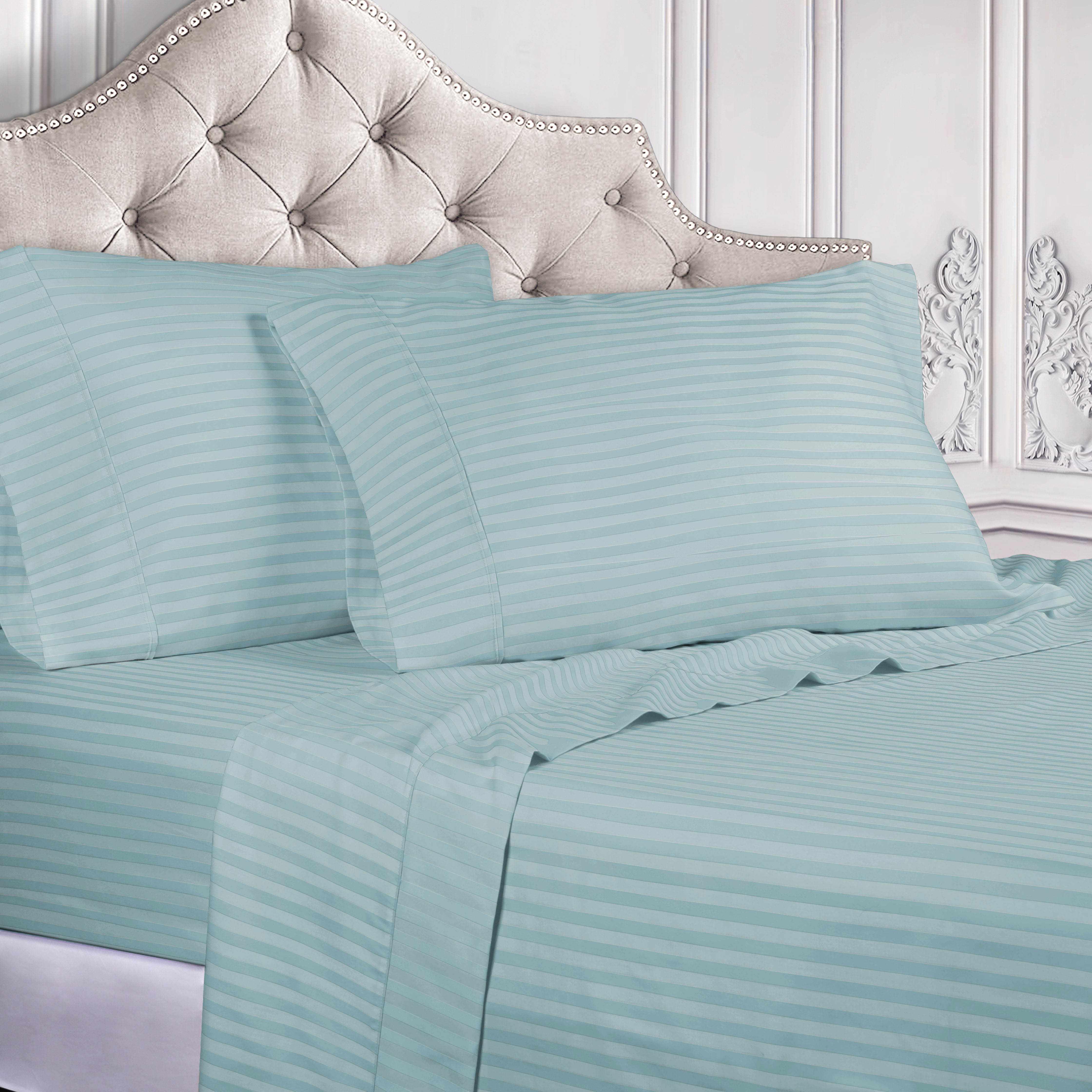 400 Thread Count Egyptian Cotton Sateen Stripe Bed Sheet Set - Image 6