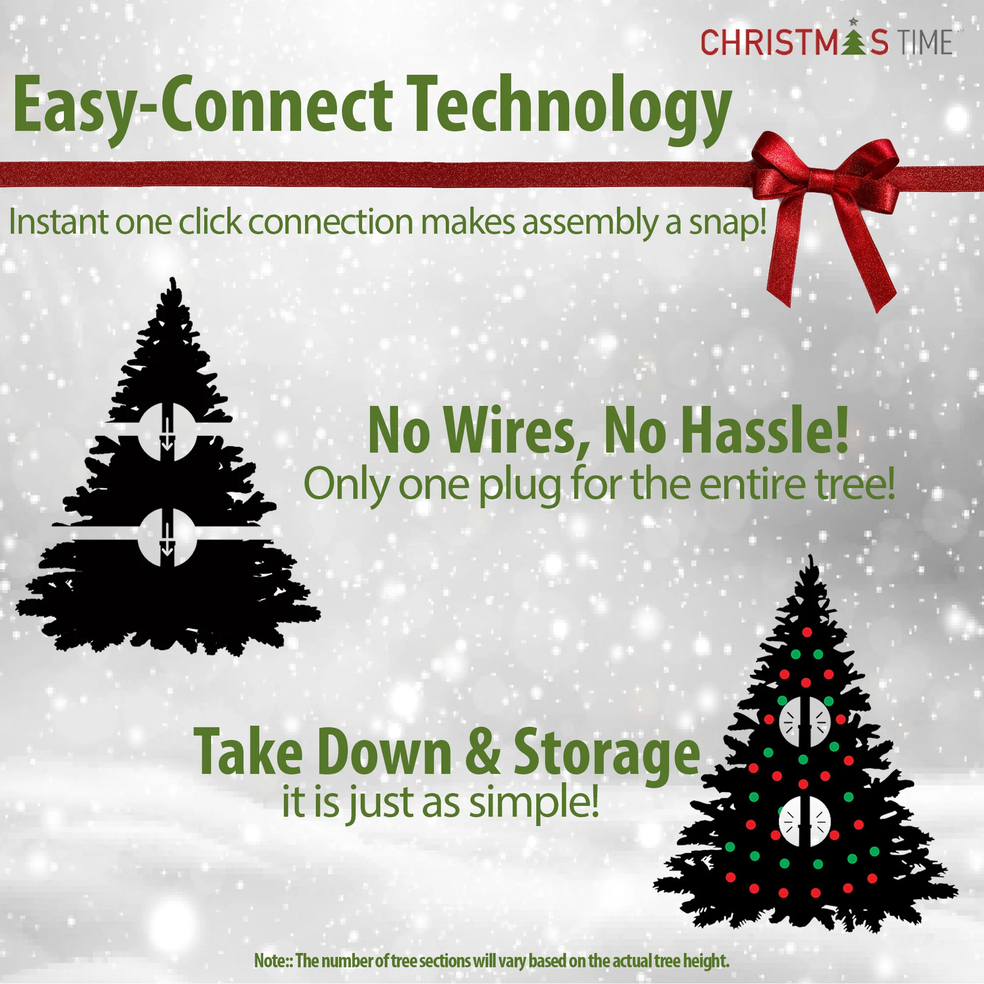6.5-Ft. White Pine Snowy Artificial Christmas Tree with Clear Smart String Lighting - Image 2