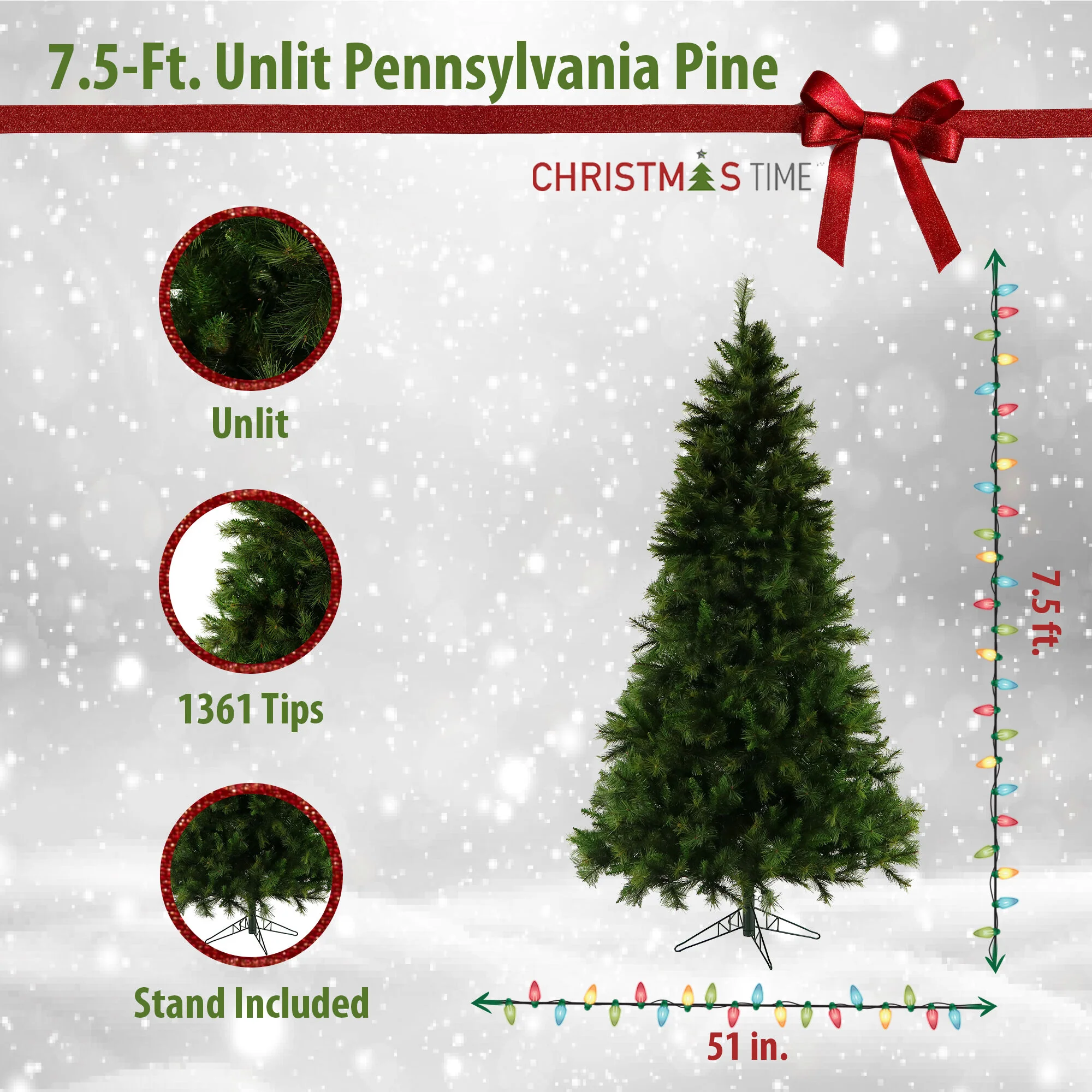 7.5-Ft. Pennsylvania Pine Artificial Christmas Tree