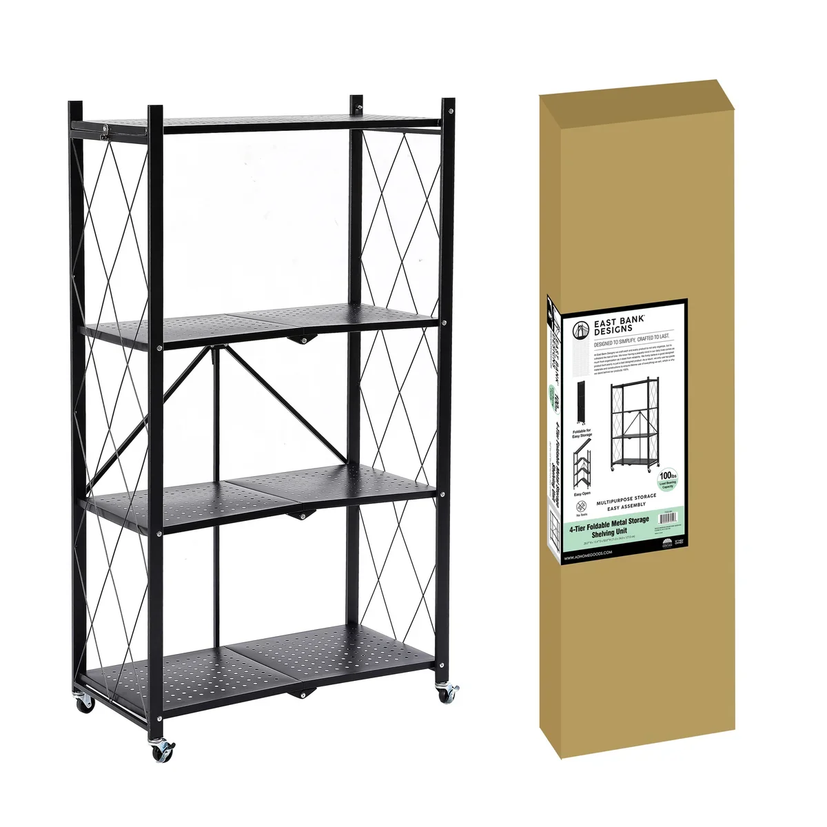 Assembled Black Foldable Metal Storage Shelving Unit - 3 Sizes! - Image 12