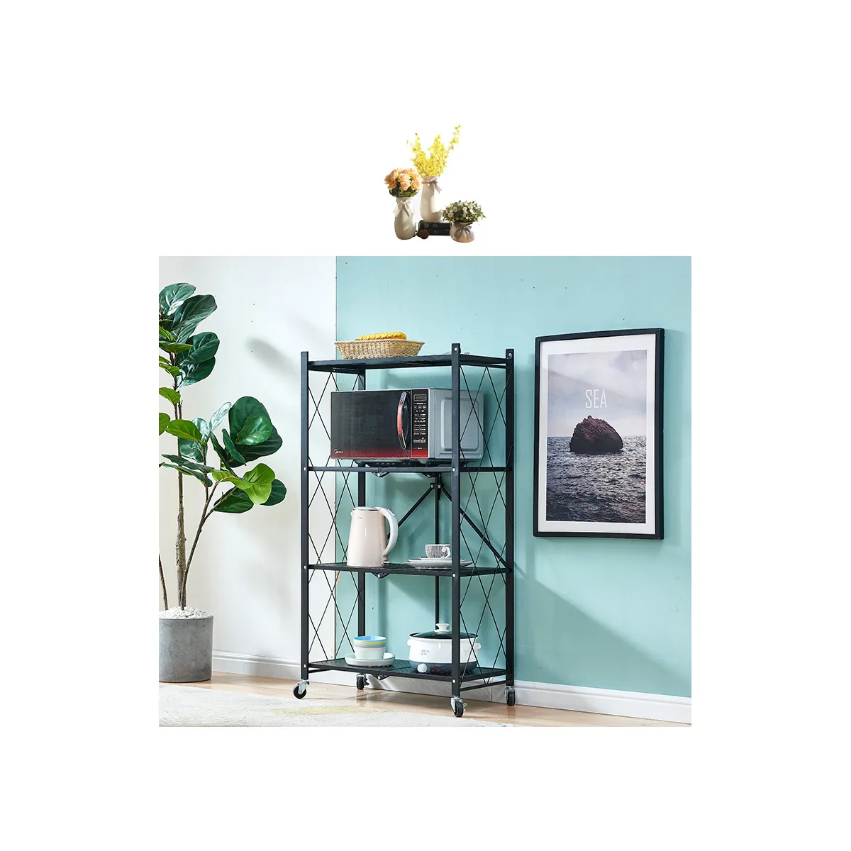 Assembled Black Foldable Metal Storage Shelving Unit - 3 Sizes! - Image 15