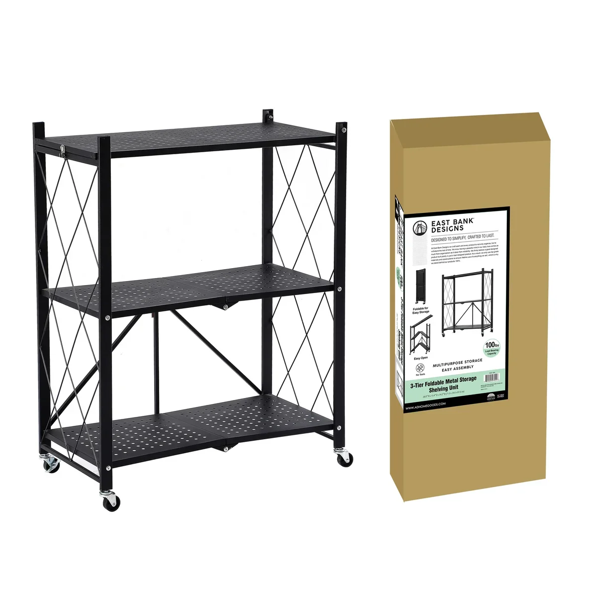 Assembled Black Foldable Metal Storage Shelving Unit - 3 Sizes! - Image 33