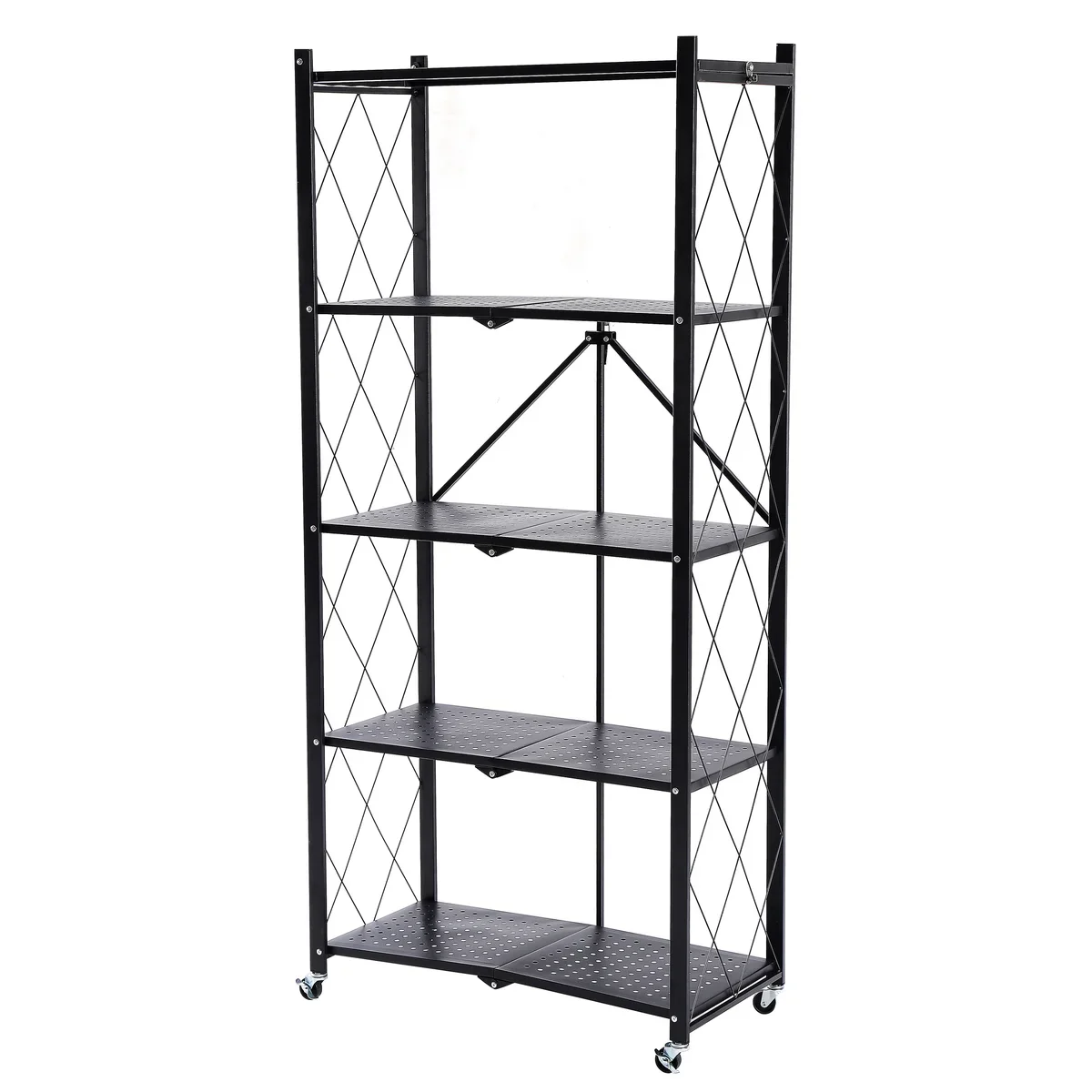 Assembled Black Foldable Metal Storage Shelving Unit - 3 Sizes! - Image 9