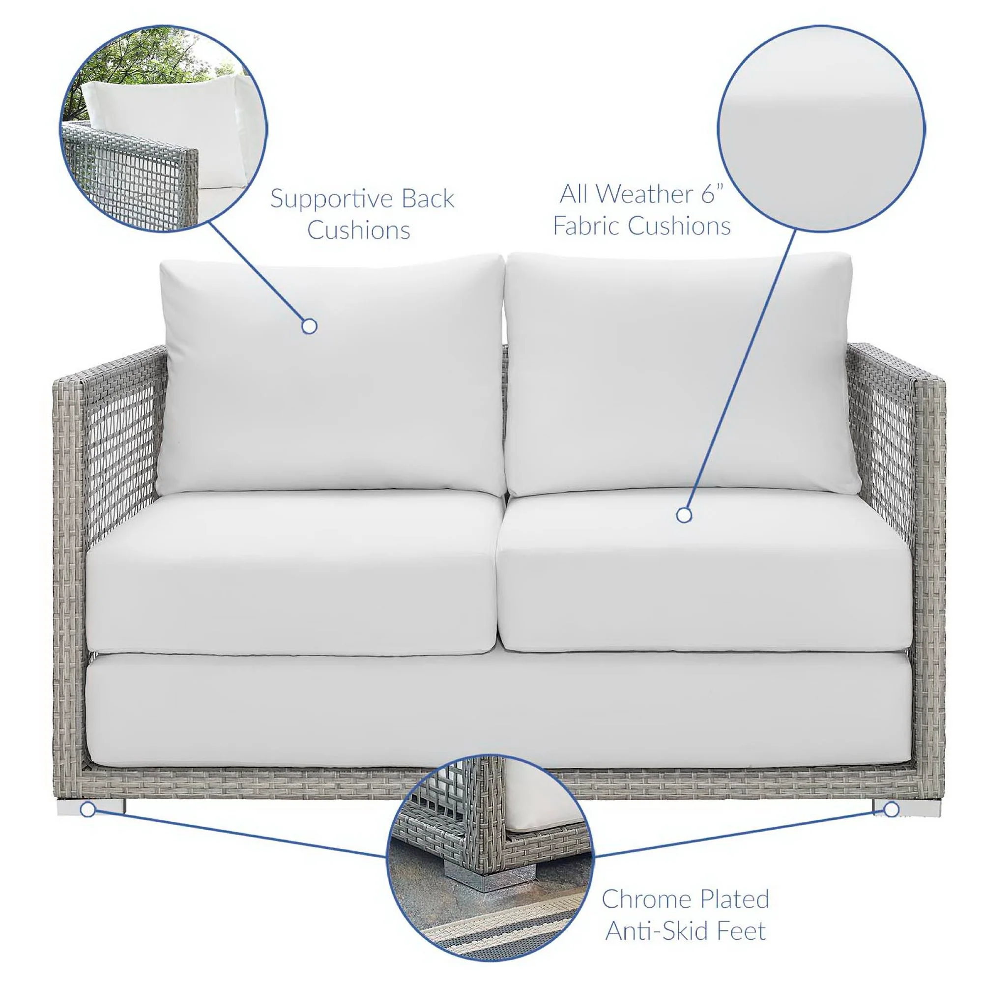 Aura 3 Piece Outdoor Patio Wicker Rattan Set by Modway - Image 2