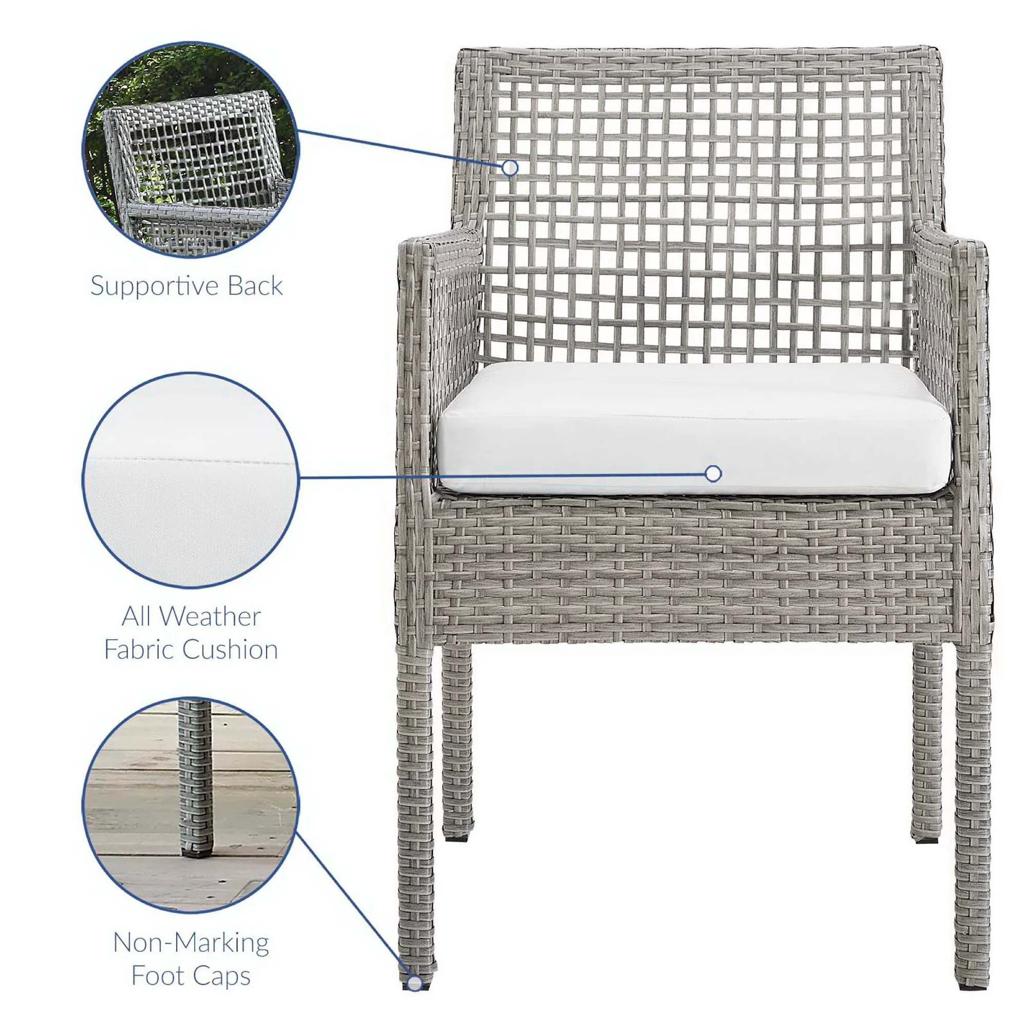 Aura Outdoor Patio Wicker Rattan Dining Armchair by Modway - Image 4