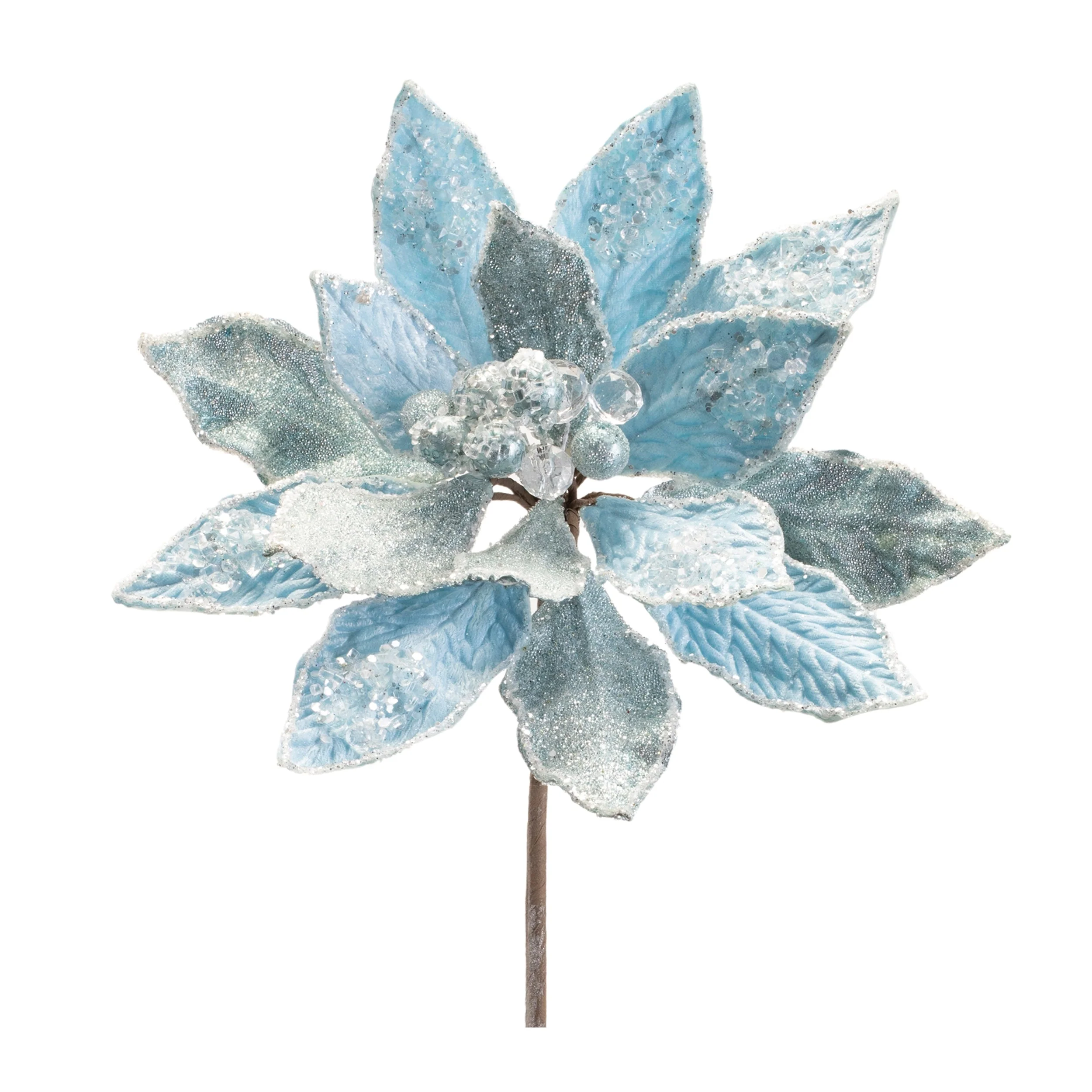 Beaded Poinsettia Flower Stem (Set of 6)