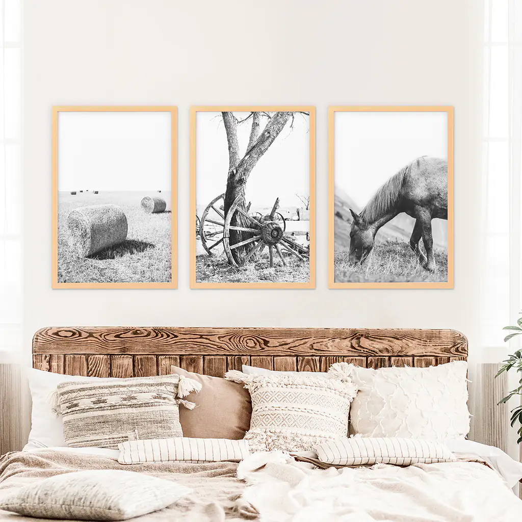 Black White Farm House Wall Décor. Horse, Hay Bales - Image 8