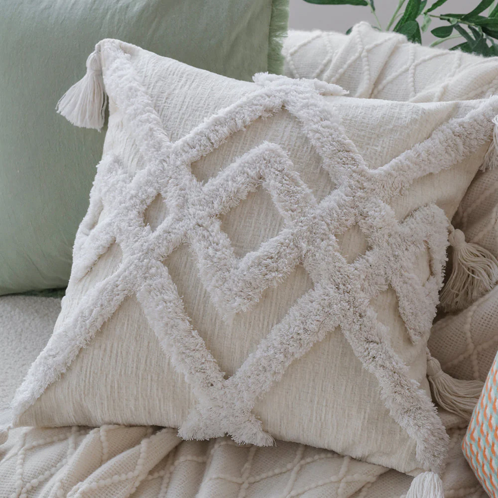 boho-chic style throw pillow coverwith450g insert Pack of 1 size 18"x18" - Image 2