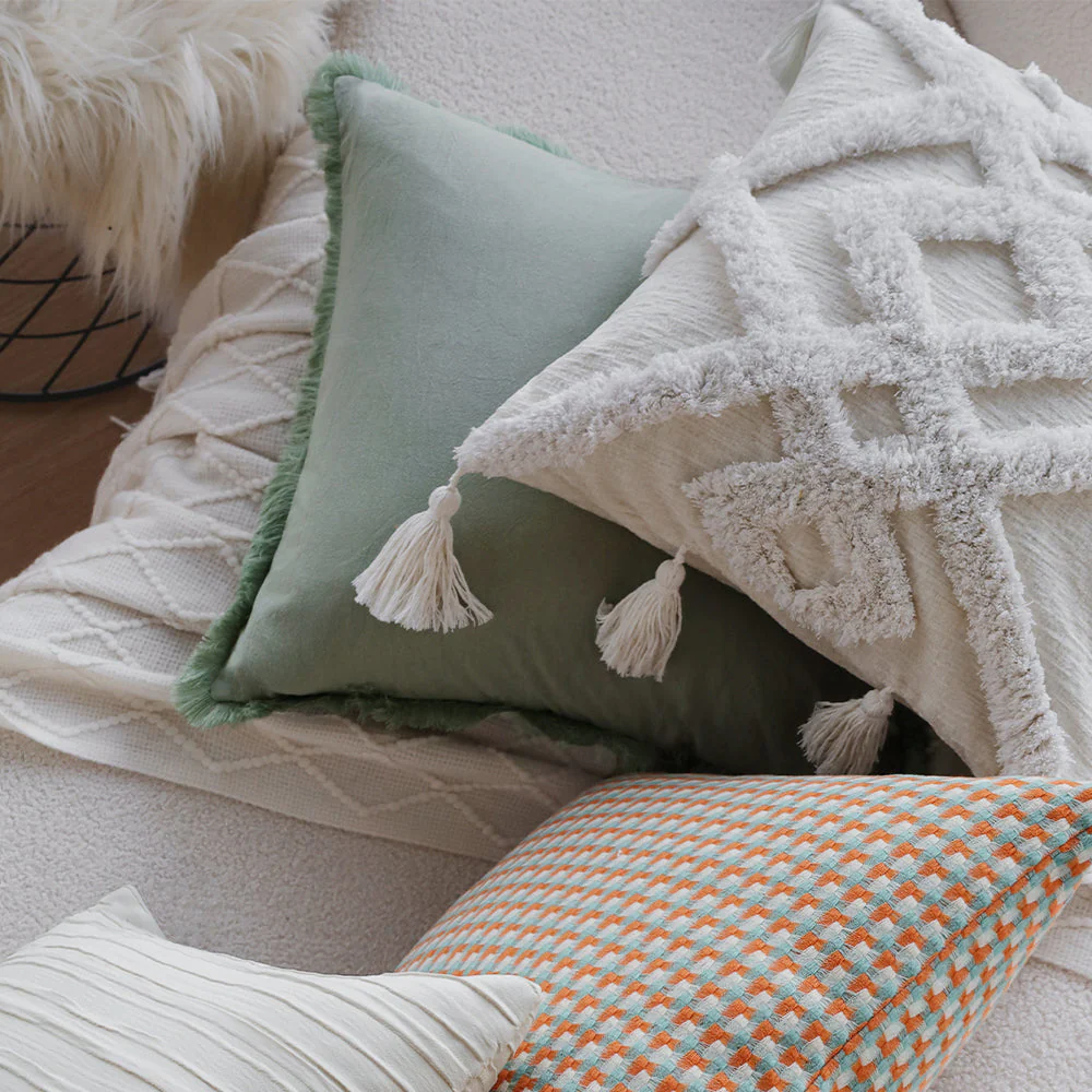 boho-chic style throw pillow coverwith450g insert Pack of 1 size 18"x18" - Image 6
