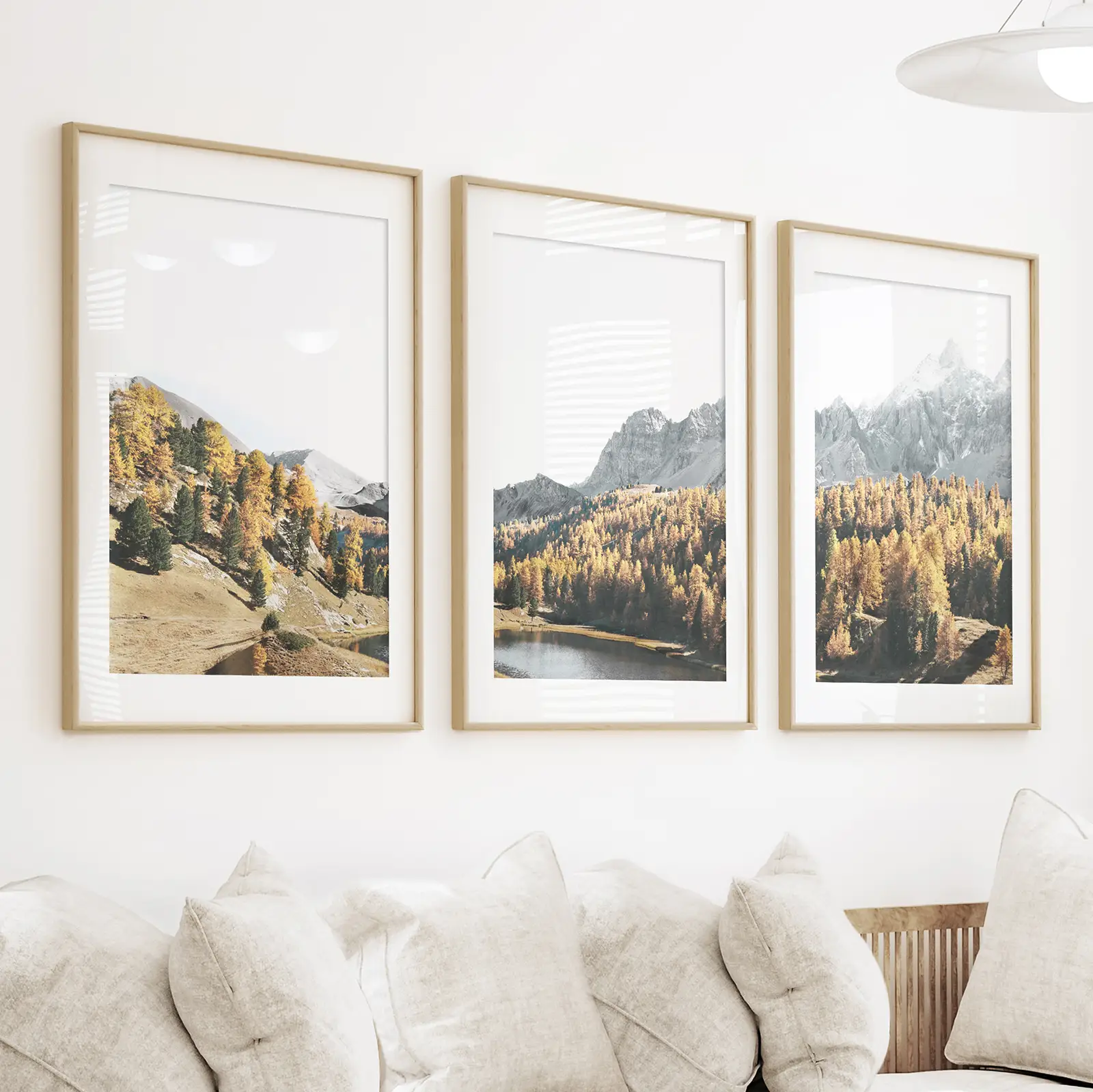 Brown Autumn Scenery. 3 Piece Mountain Lake, Forest Wall Art - Image 2