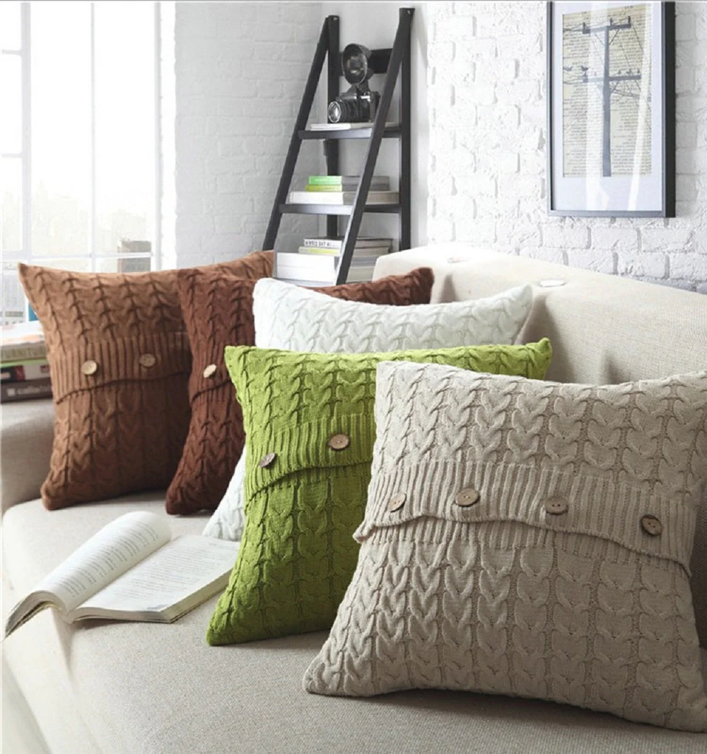 Cable Knit Throw Pillow Covers (Without Inserts)