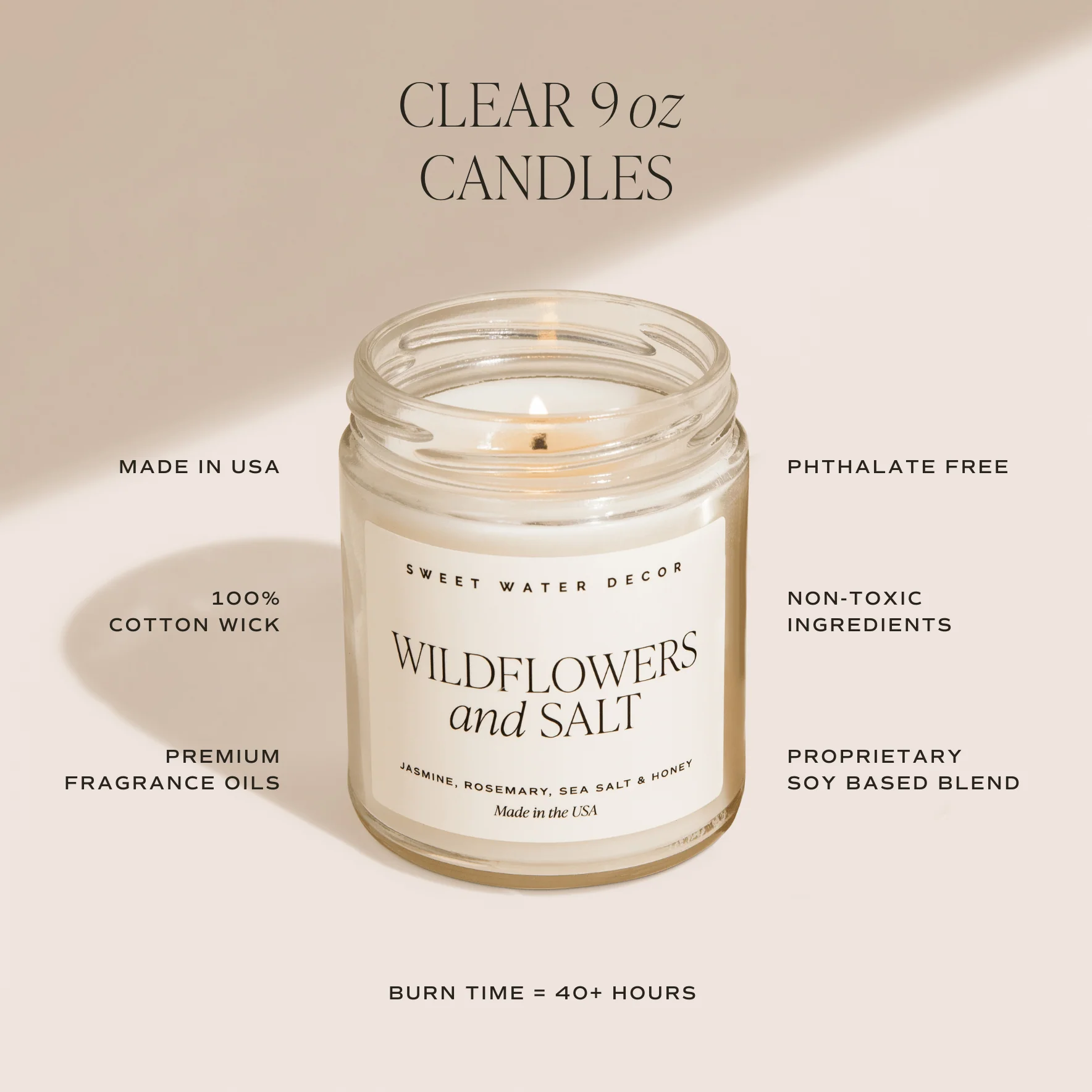 Cashmere and Vanilla Soy Candle - Clear Jar - 9 oz - Image 5