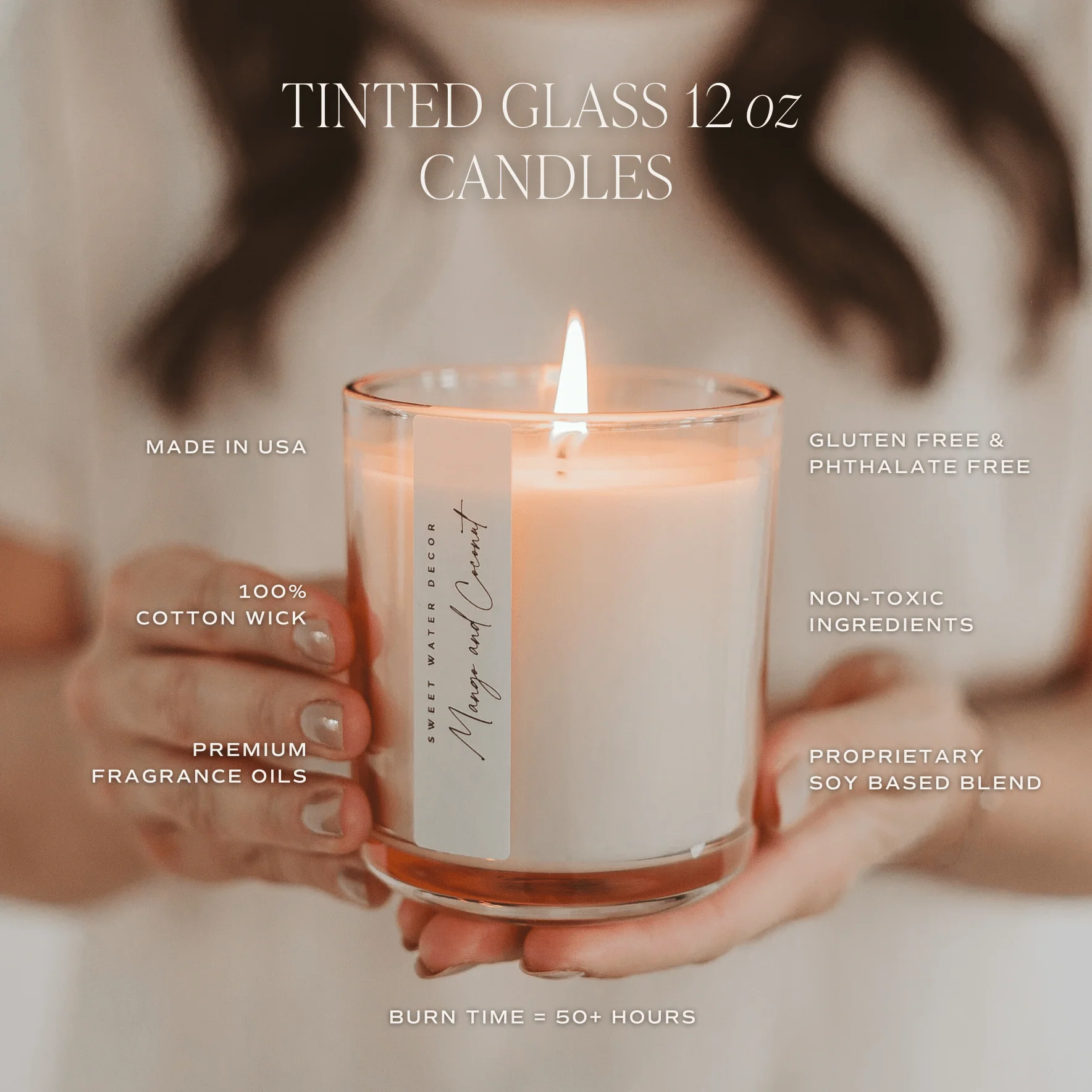 Cashmere and Vanilla Soy Candle - 12 oz Tinted Glass Jar - Image 5