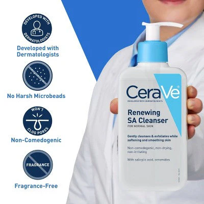 CeraVe SA Face Wash Salicylic Acid Cleanser 8 fl oz - Imperfect Container - Image 4