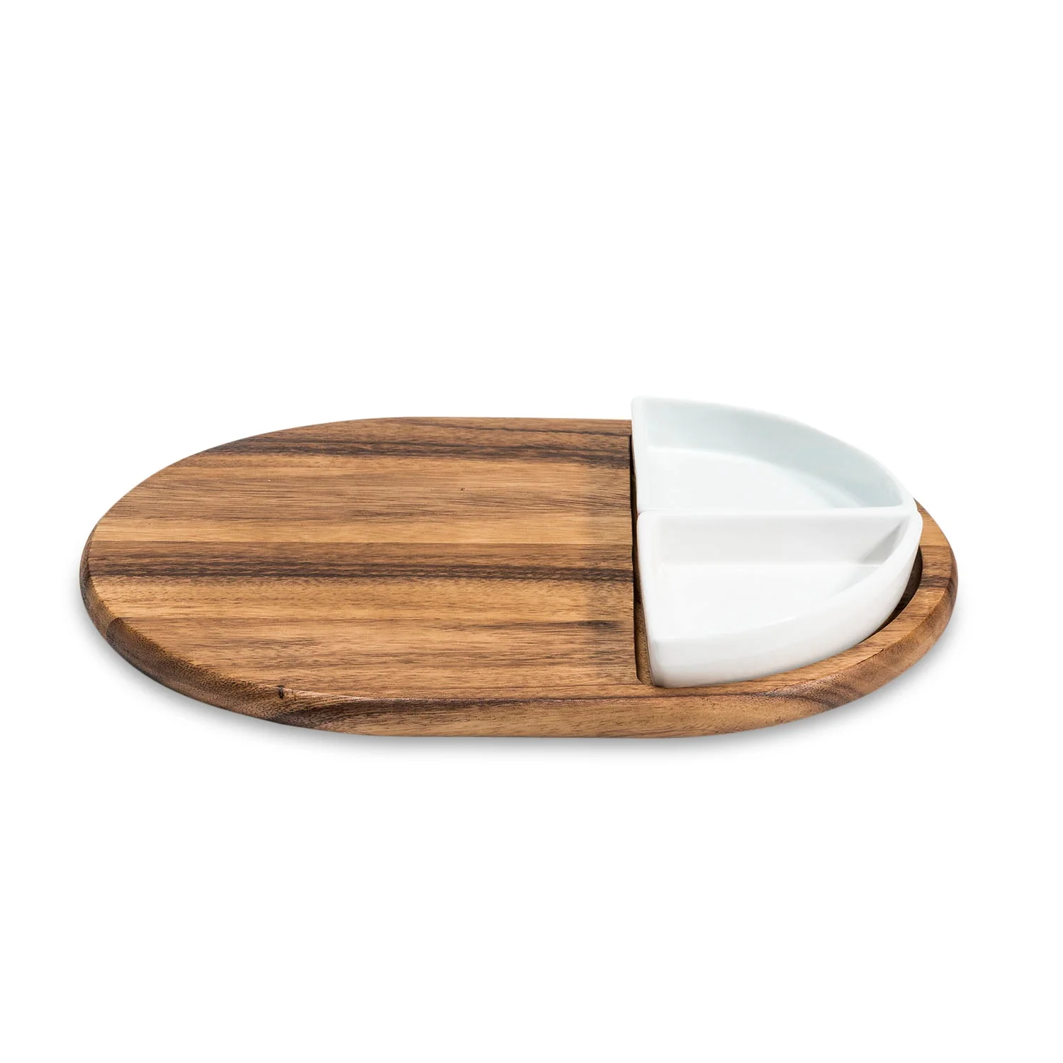 Charcuterie / Serving Tray w/ 2 Triangular Ceramic Bowls - Image 2