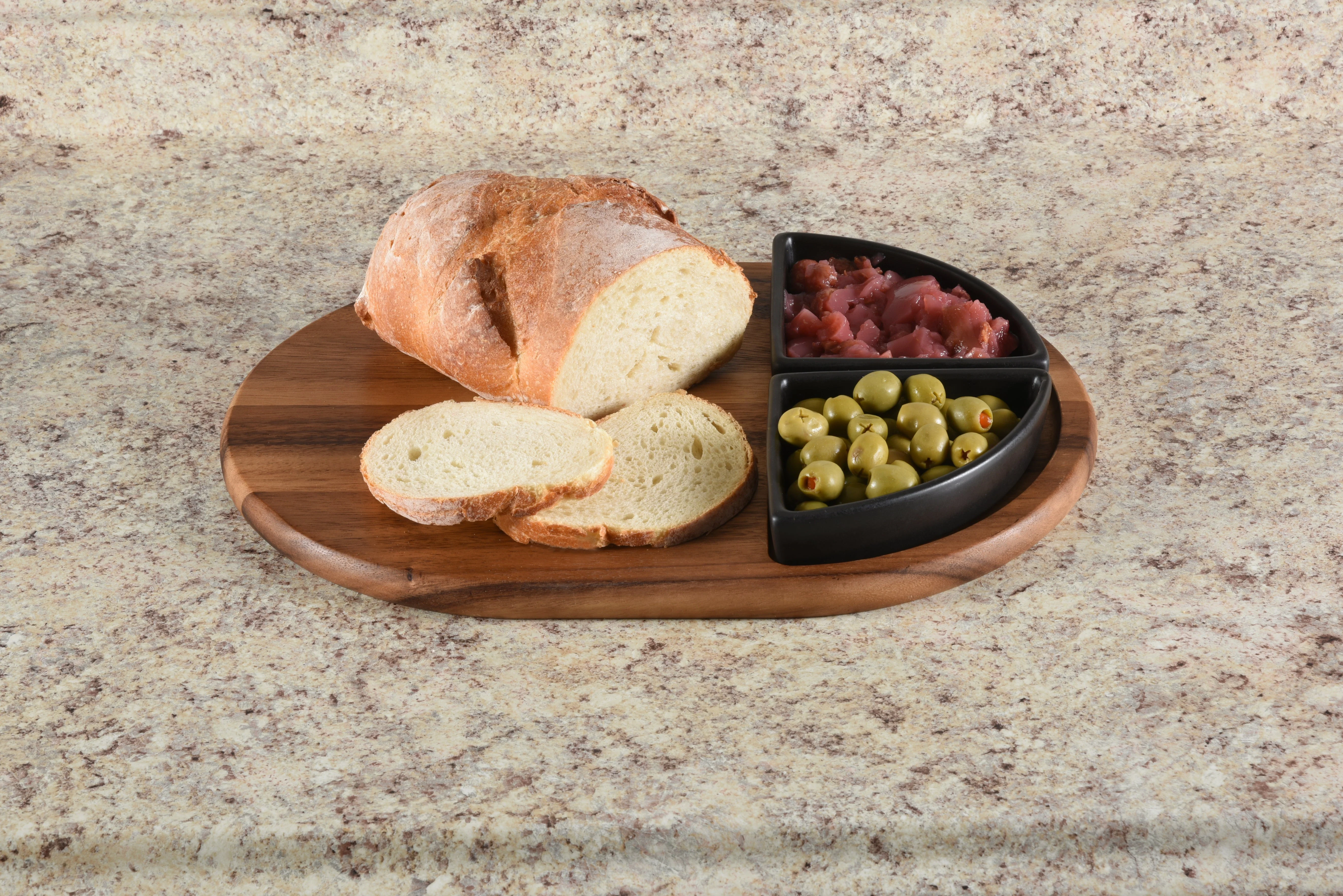 Charcuterie / Serving Tray w/ 2 Triangular Ceramic Bowls - Image 4