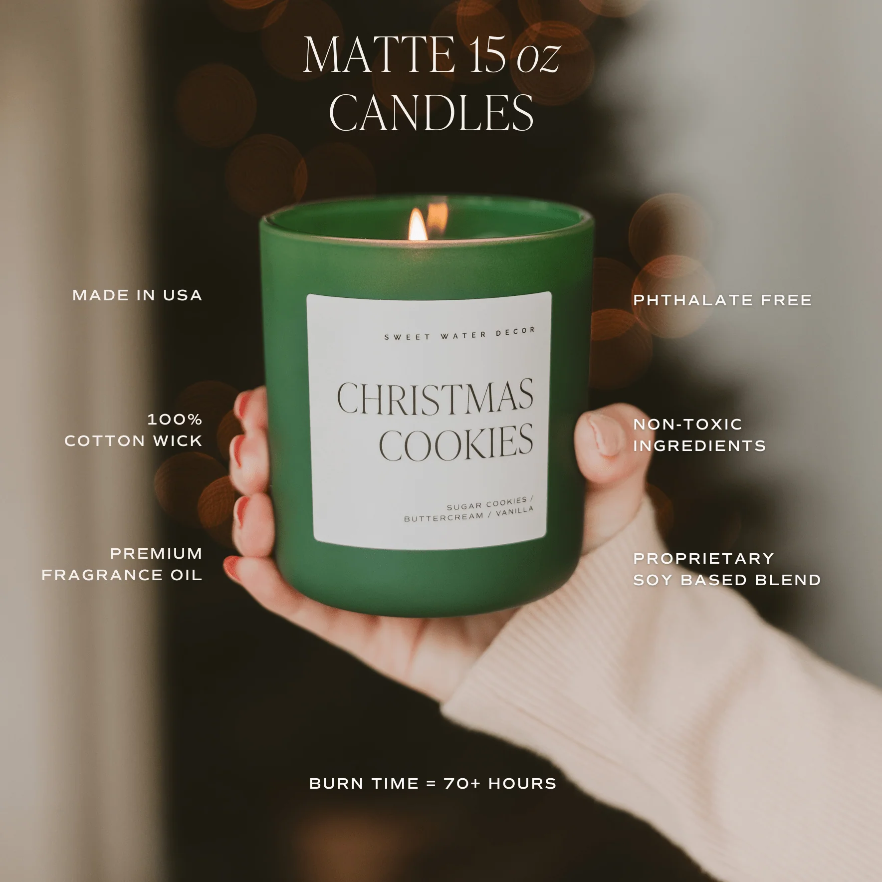 Christmas Tree Farm Soy Candle - Green Matte Jar - 15 oz - Image 6