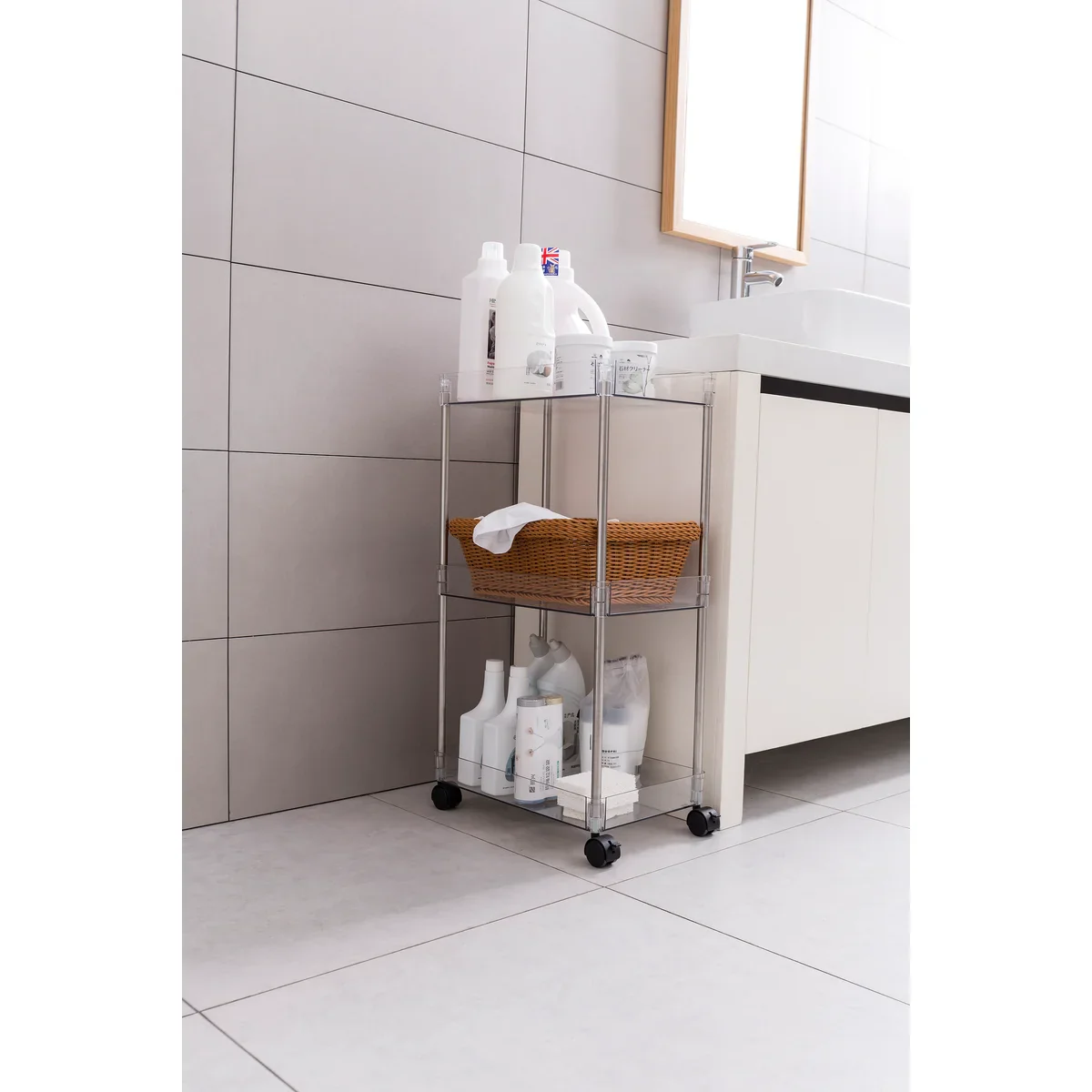 Chrome/Clear - Acrylic 3-Tier Cart - Image 9