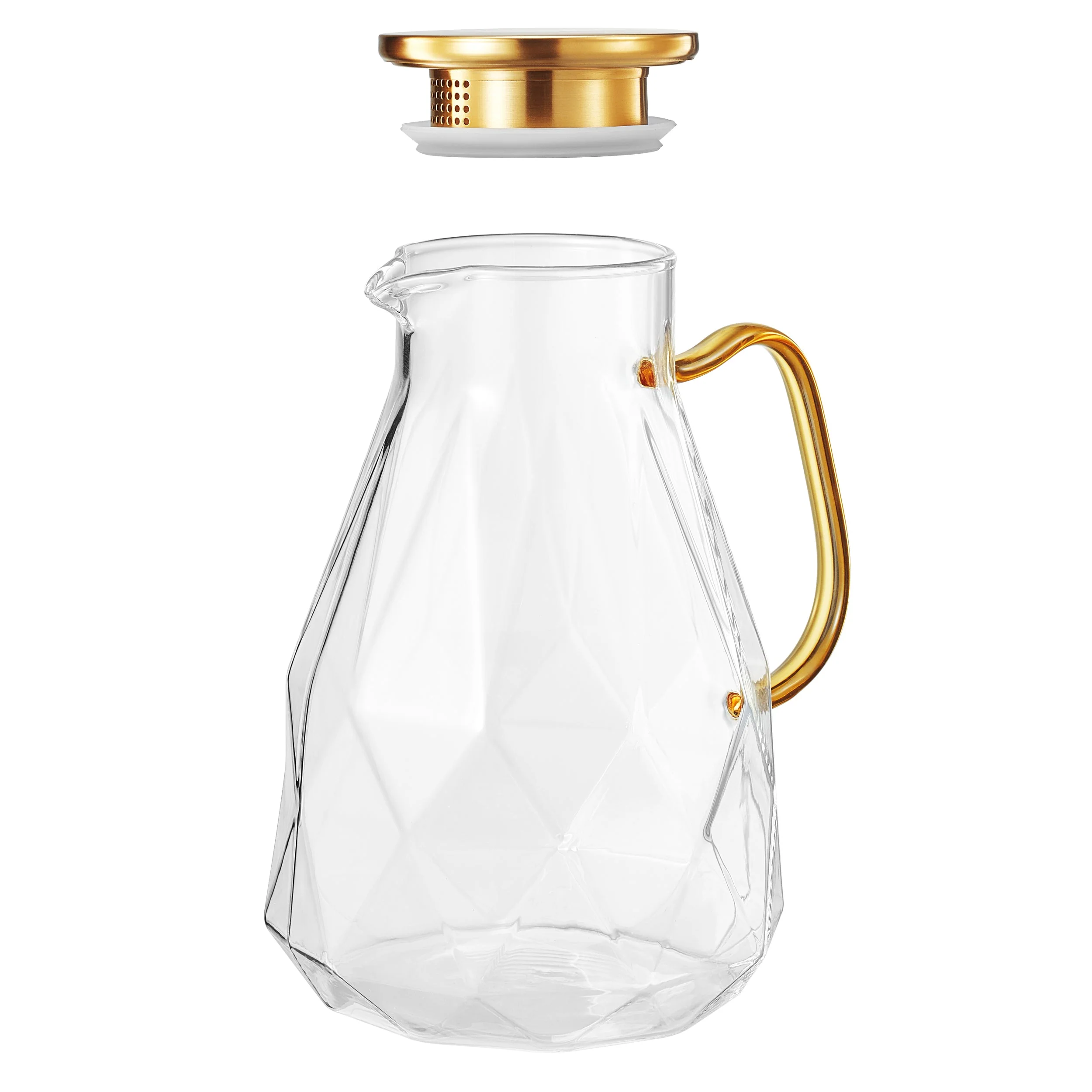 Classica Pitcher Glassware with a Gold Lid & Handle - Image 2